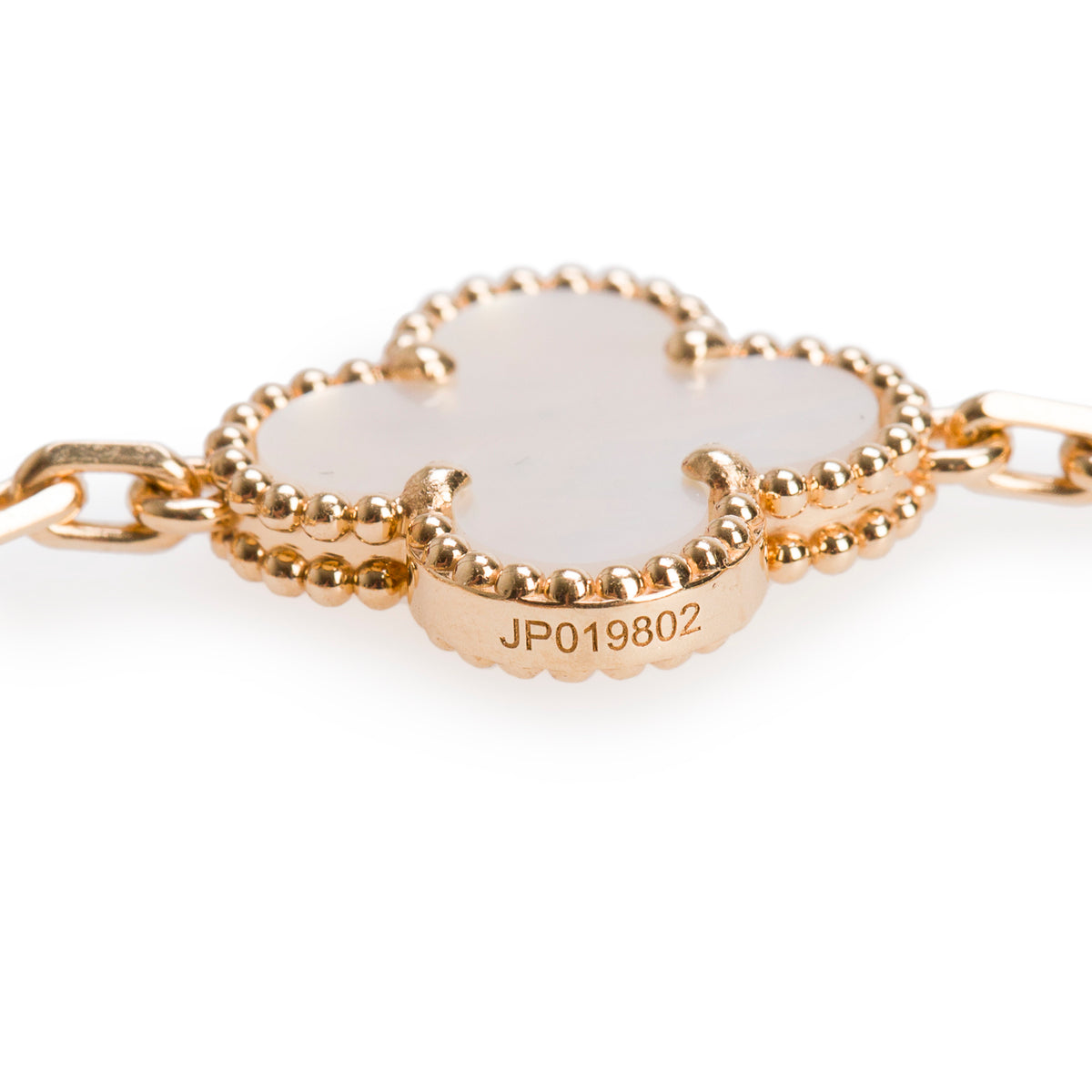 Van Cleef & Arpels 2026 18k Yellow Gold Vintage Alhambra 5 Motif Mother of Pearl Bracelet w/ Box & Certificate