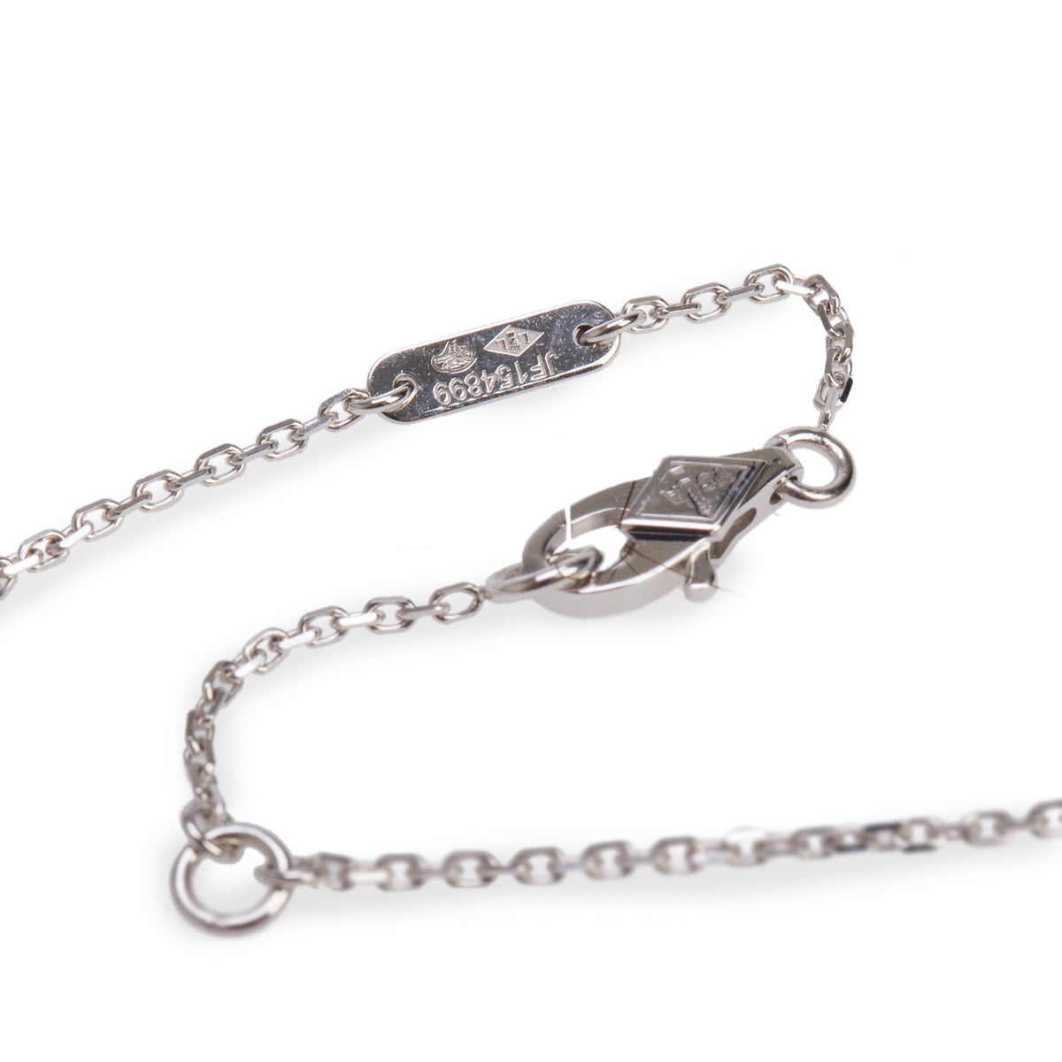 Van Cleef & Arpels 2023 18k White Gold Diamond Sweet Alhambra Pendant Necklace w/ Box & Certificate
