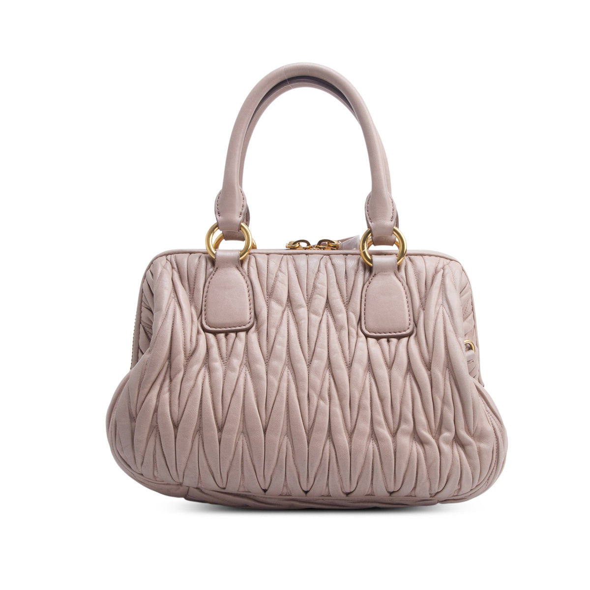 Miu Miu Pink Nappa Matelasse Top Handle Bowler Bag w/ Authenticity Card & Strap