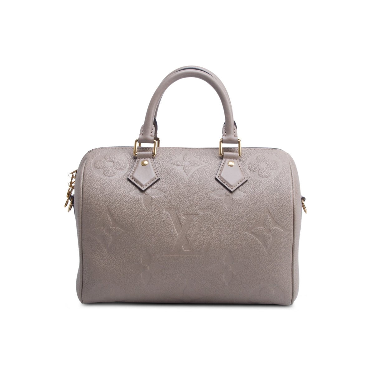Louis Vuitton Turtledove Monogram Empreinte Leather Speedy Bandouliere 25 w/ Strap