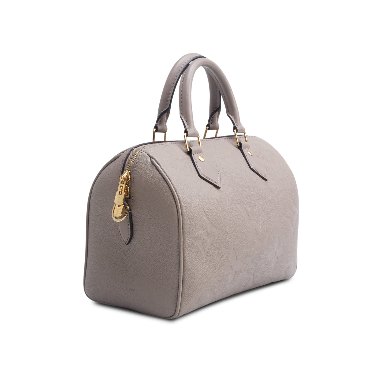 Louis Vuitton Turtledove Monogram Empreinte Leather Speedy Bandouliere 25 w/ Strap