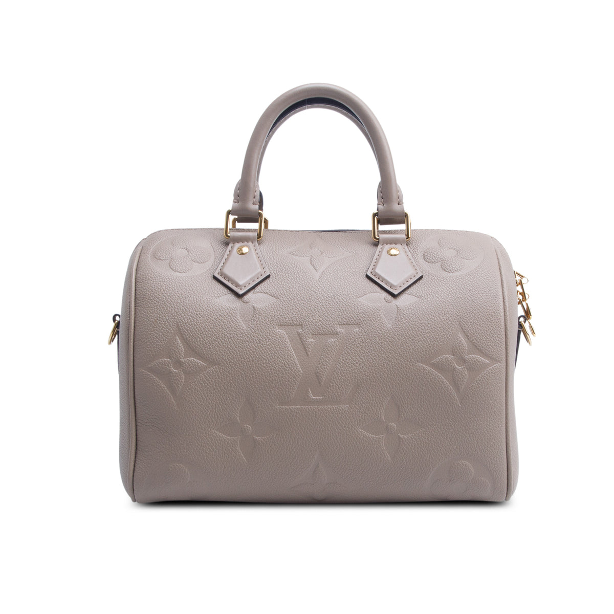 Louis Vuitton Turtledove Monogram Empreinte Leather Speedy Bandouliere 25 w/ Strap
