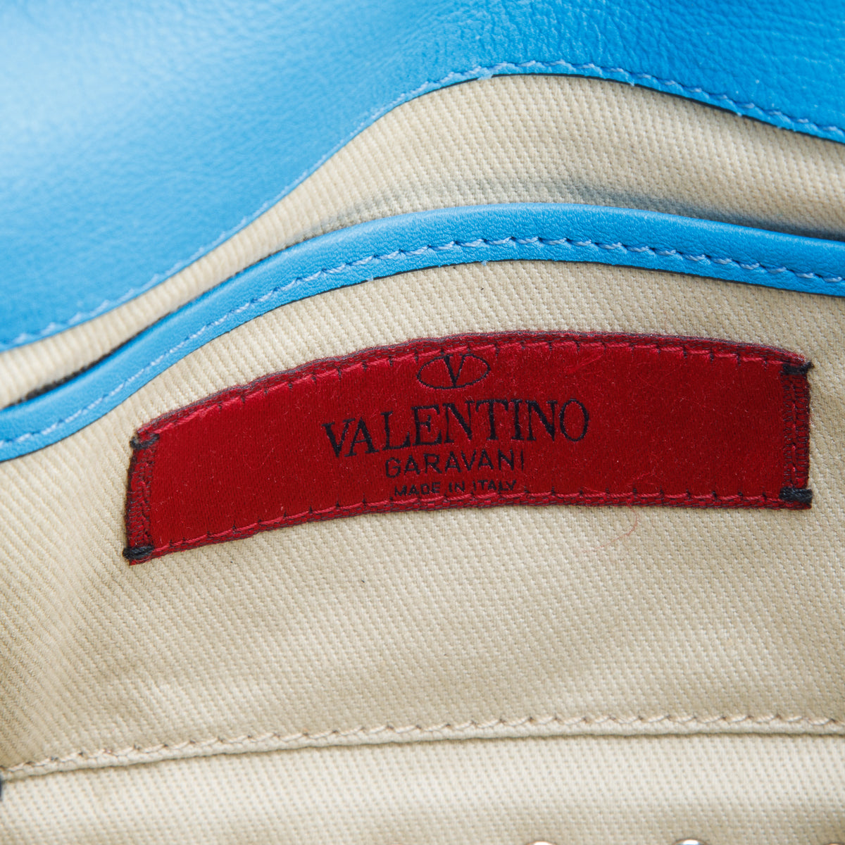 Valentino Blue Vitello Small Rockstud Flip Lock Crossbody Bag