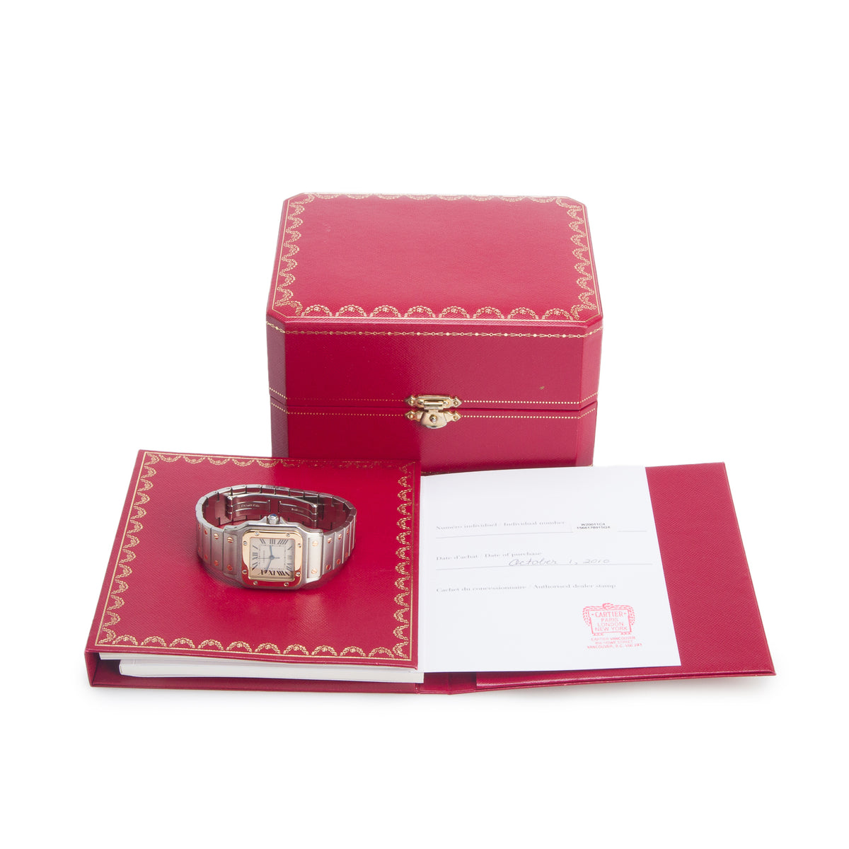 Cartier Stainless Steel & 18k Yellow Gold Santos Galbee Quartz Watch 1566 w/ Box & Papers