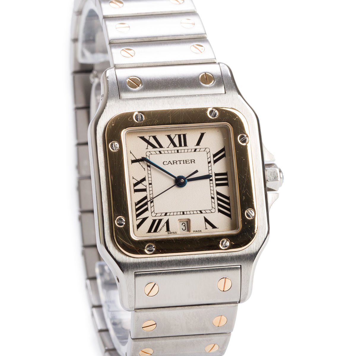 Cartier Stainless Steel & 18k Yellow Gold Santos Galbee Quartz Watch 1566 w/ Box & Papers