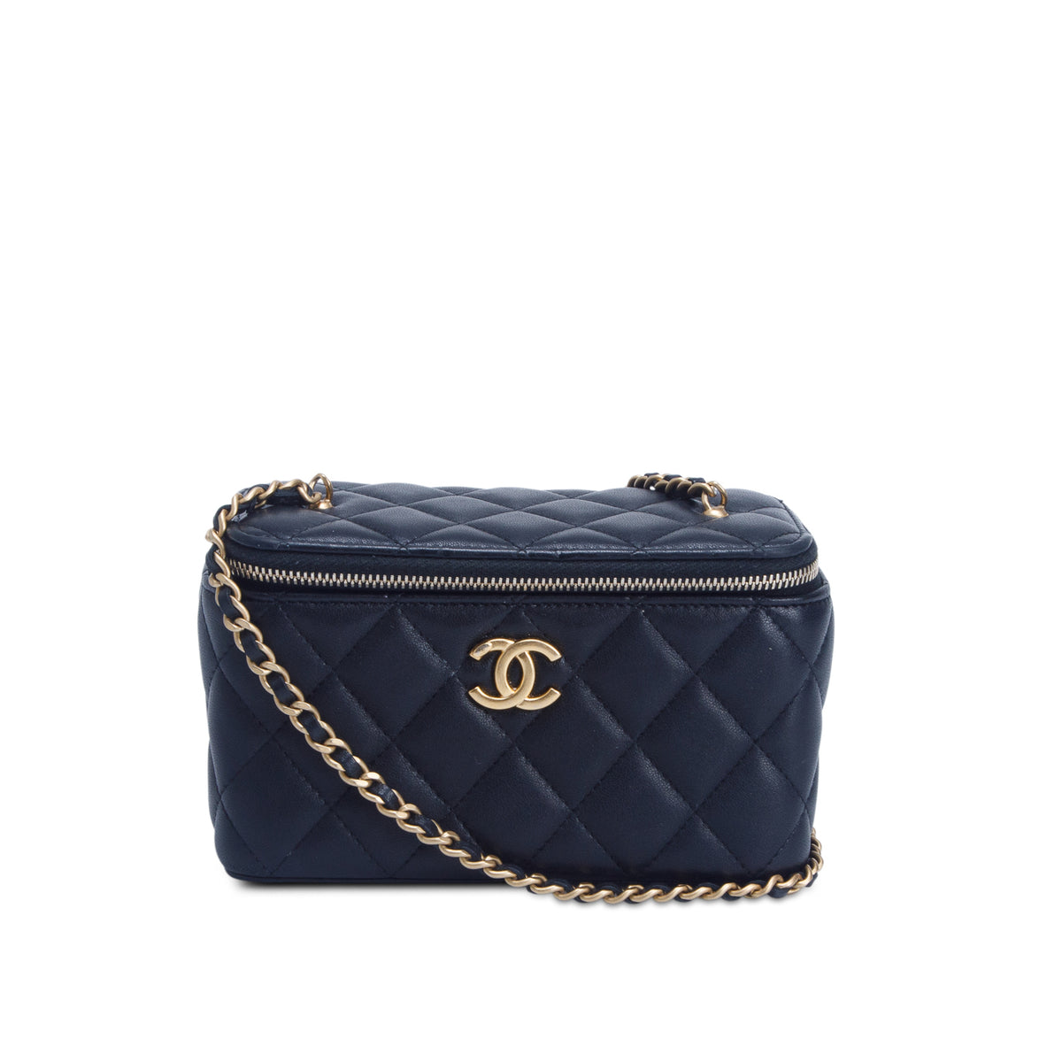 Chanel Black Lambskin Quilted Small Vanity Heart Coco Crush Bag