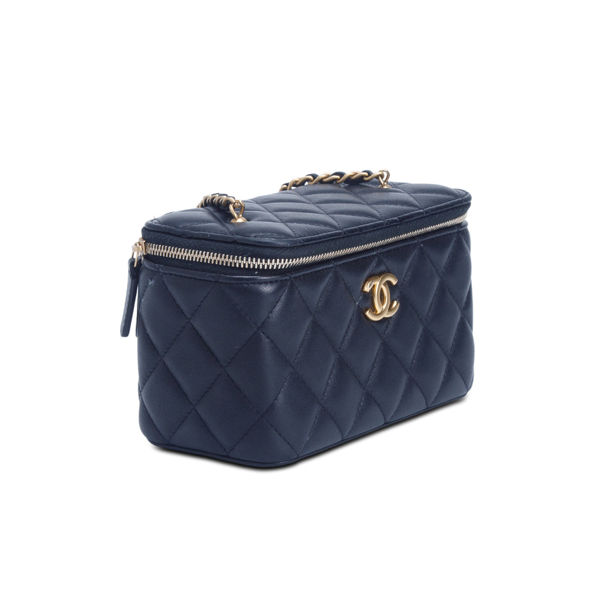 Chanel Black Lambskin Quilted Small Vanity Heart Coco Crush Bag