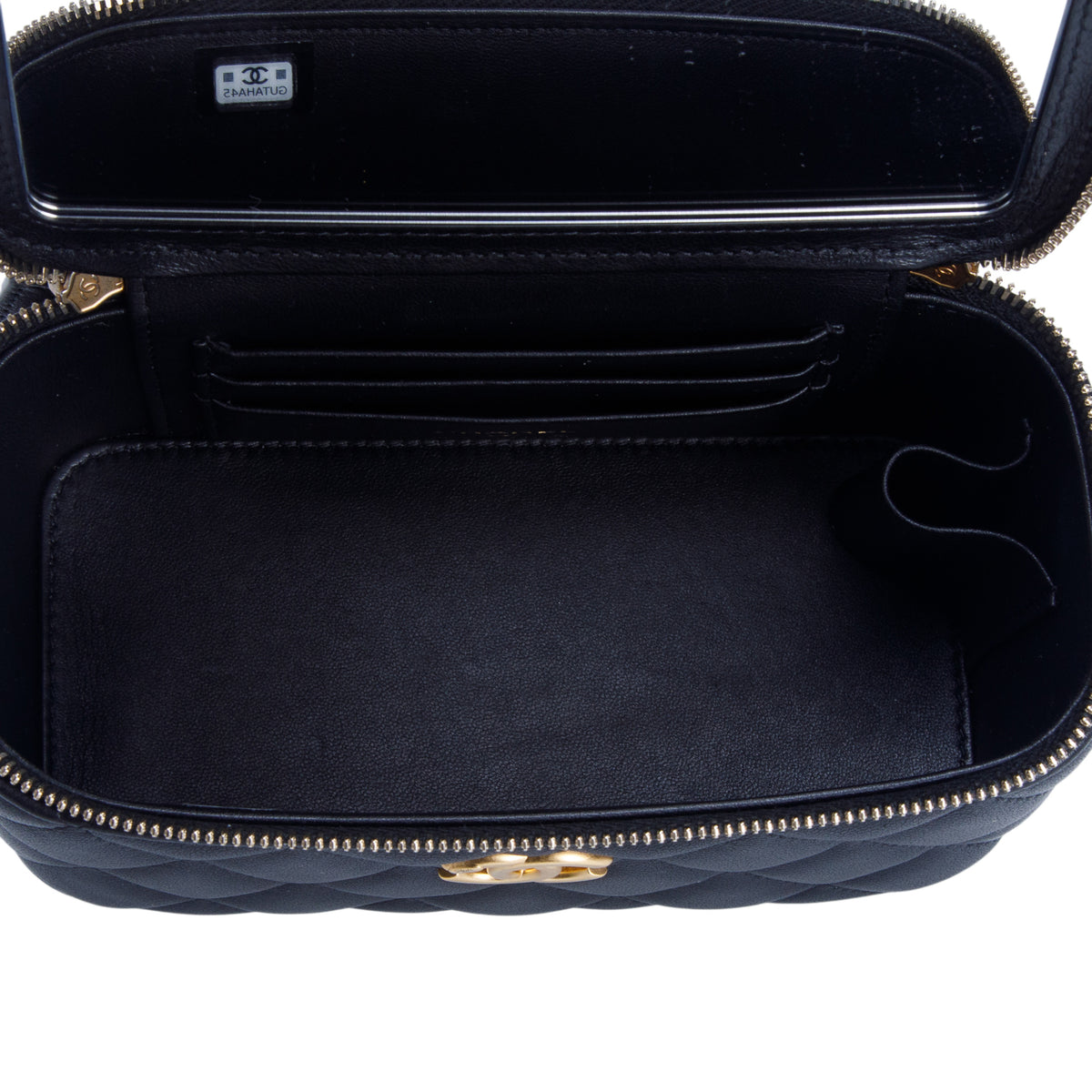 Chanel Black Lambskin Quilted Small Vanity Heart Coco Crush Bag
