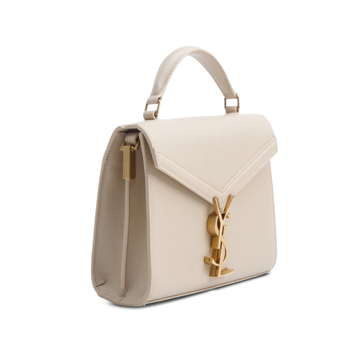 Saint Laurent 2020 Beige Grain de Poudre Mini Classic Monogram Cassandra Top Handle w/ Strap