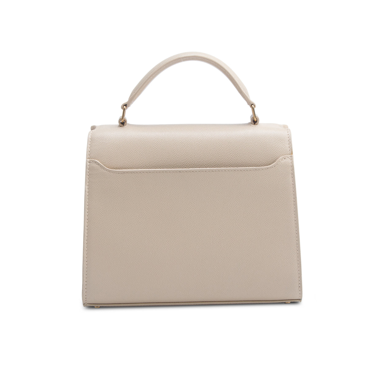 Saint Laurent 2020 Beige Grain de Poudre Mini Classic Monogram Cassandra Top Handle w/ Strap