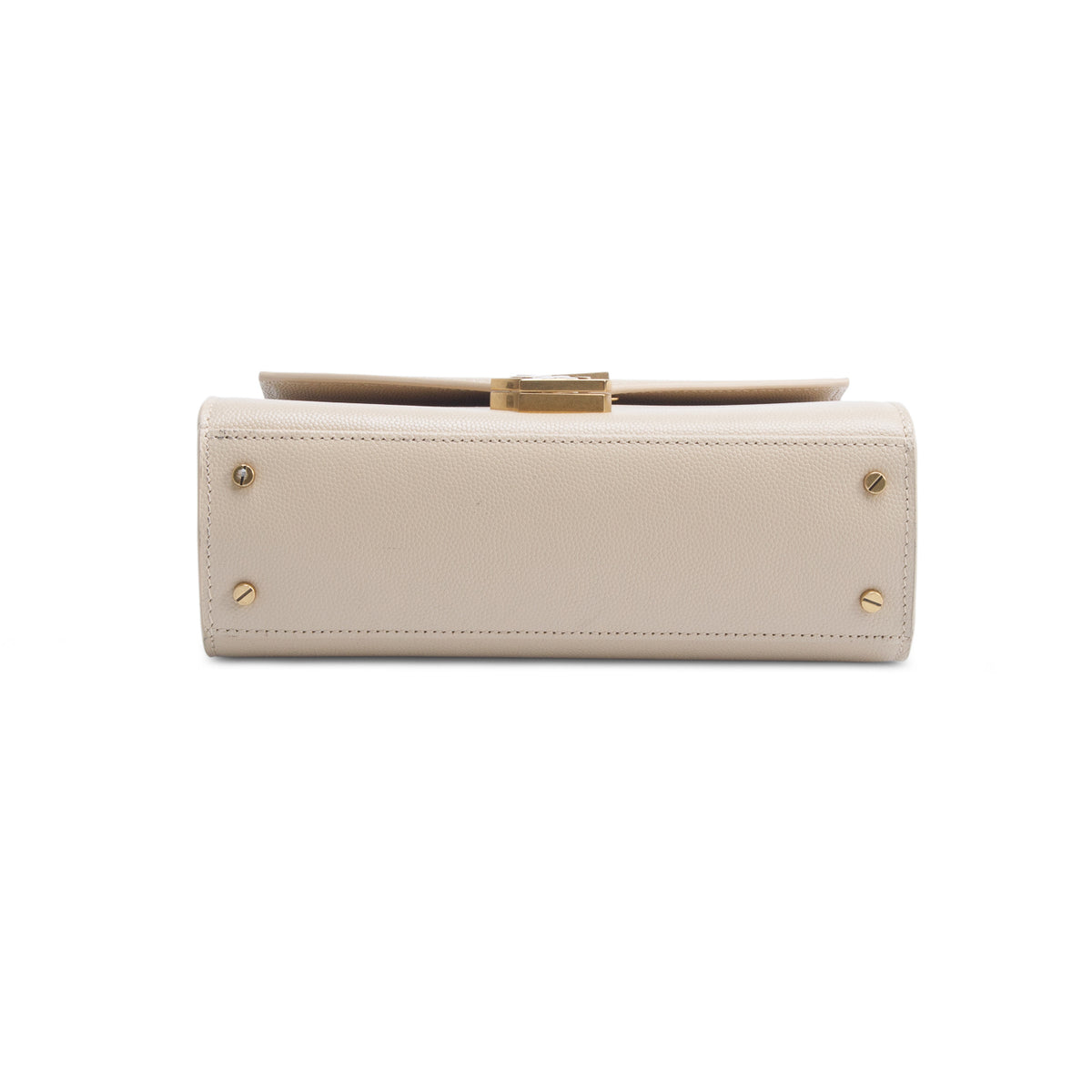 Saint Laurent 2020 Beige Grain de Poudre Mini Classic Monogram Cassandra Top Handle w/ Strap