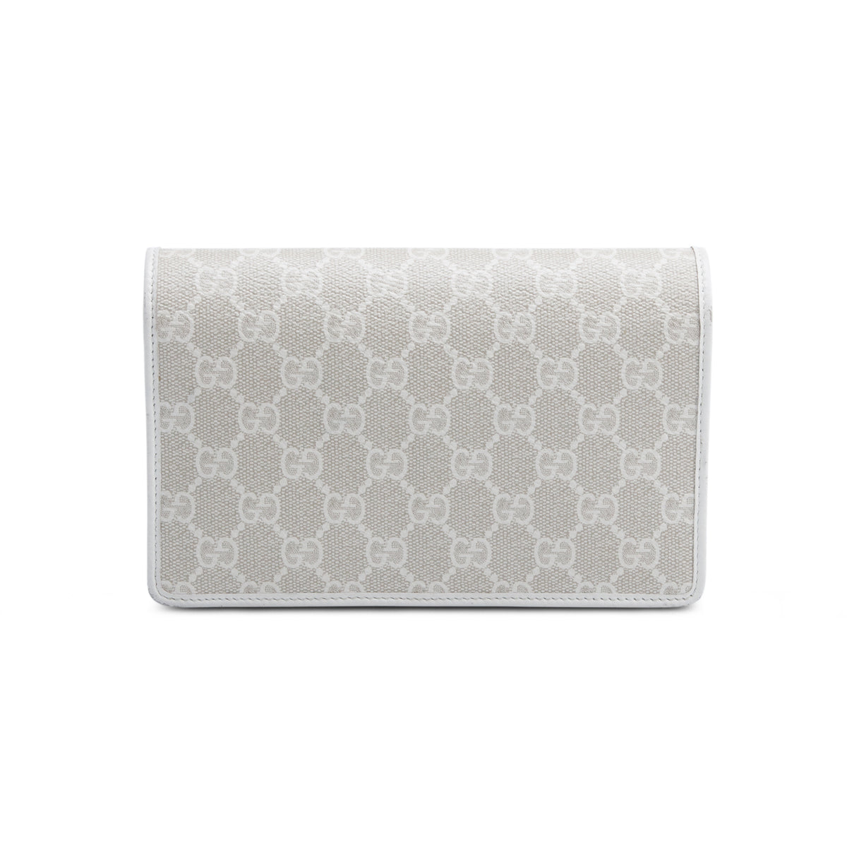 Gucci White GG Emblem Monogram Wallet w/ Strap