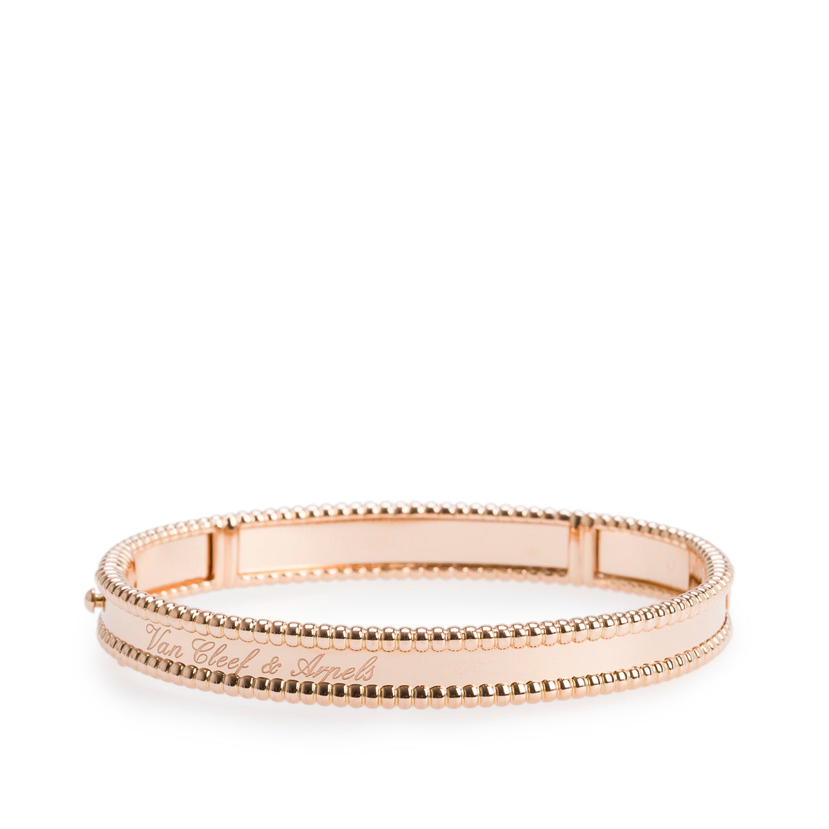 Van Cleef & Arpels 18k Rose Gold Perlee Signature Bracelet, Medium Model w/ Box, Receipt & Certificate