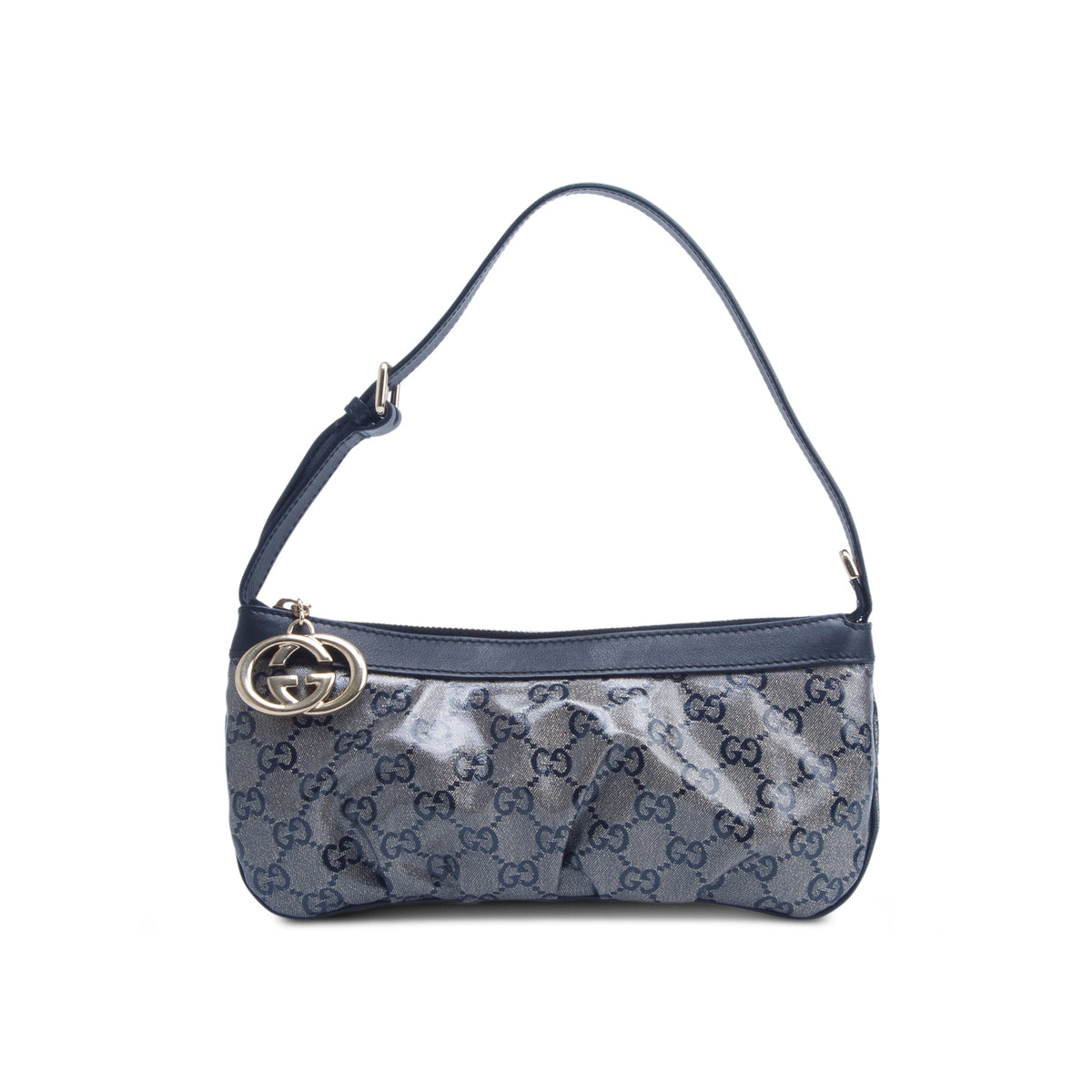 Gucci Navy/Gold GG Supreme Coated Canvas Pochette w/ Box