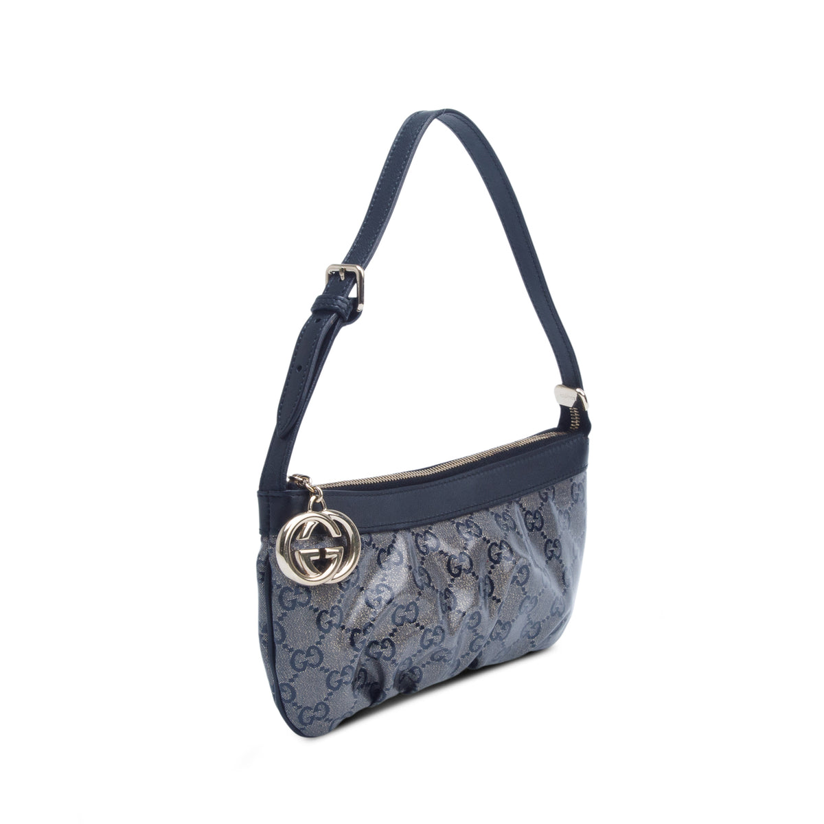 Gucci Navy/Gold GG Supreme Coated Canvas Pochette w/ Box