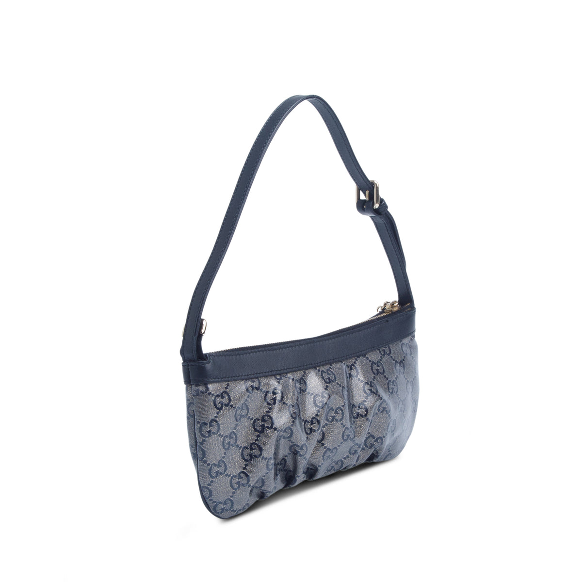 Gucci Navy/Gold GG Supreme Coated Canvas Pochette w/ Box