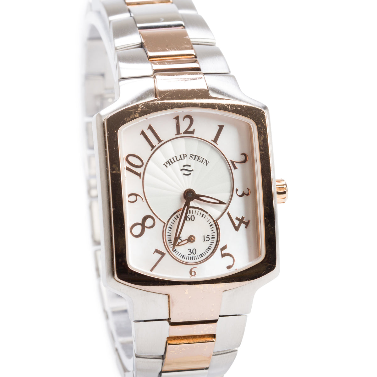 Philip Stein Gold Plated & Stainless Steel Classic Signature Watch Mother of Pearl Dial