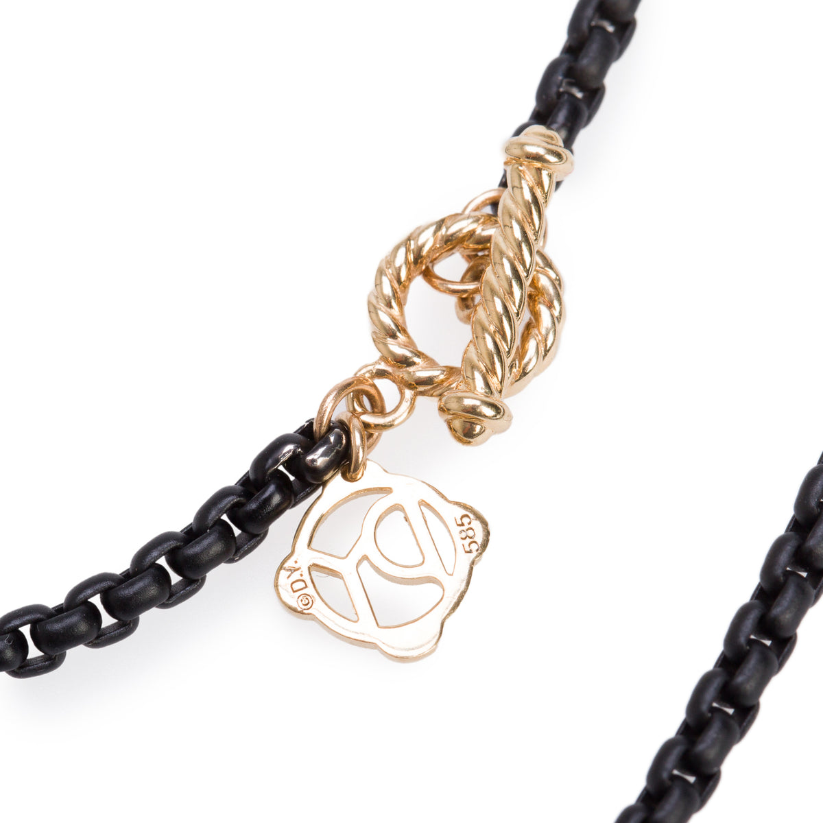 David Yurman 14k Yellow Gold Black Acrylic Bel Aire 2.7 MM Box Chain Convertible Necklace