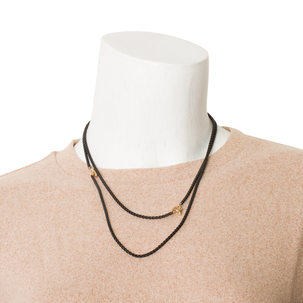 David Yurman 14k Yellow Gold Black Acrylic Bel Aire 2.7 MM Box Chain Convertible Necklace