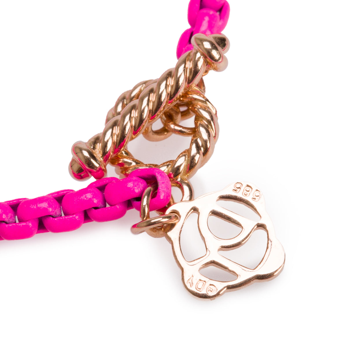 David Yurman 14k Yellow Gold Pink Acrylic Bel Aire 2.7 MM Box Chain Convertible Necklace