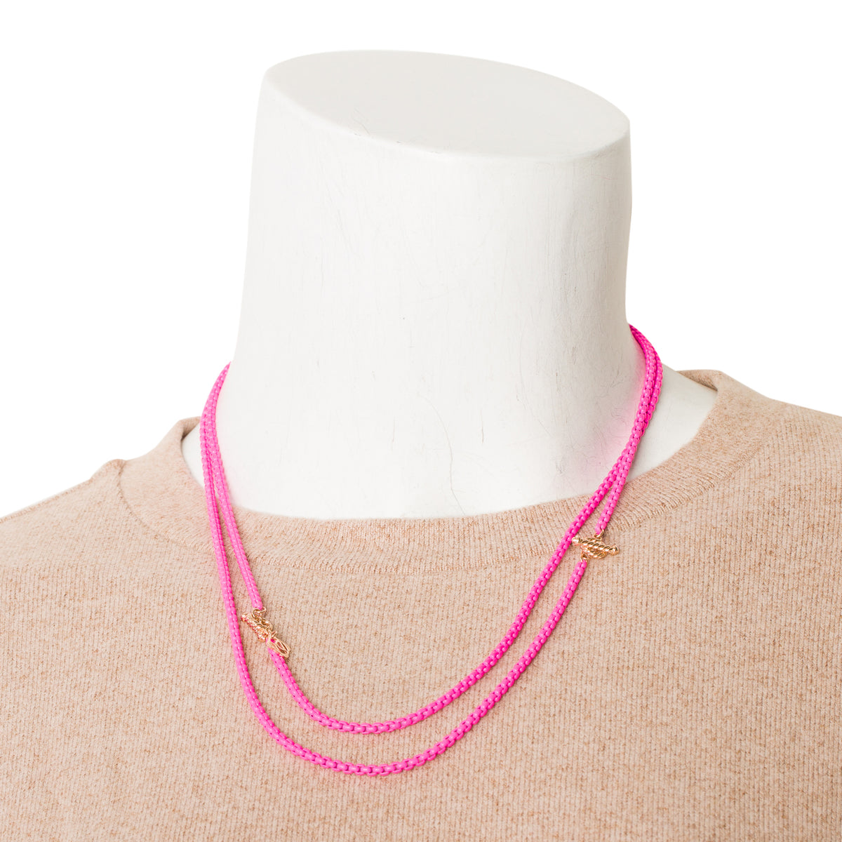 David Yurman 14k Yellow Gold Pink Acrylic Bel Aire 2.7 MM Box Chain Convertible Necklace