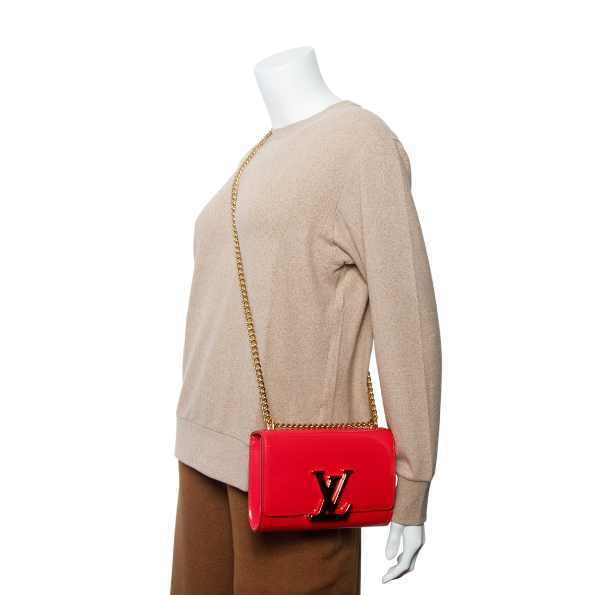 Louis Vuitton Pink Patent Leather Chain Louise MM