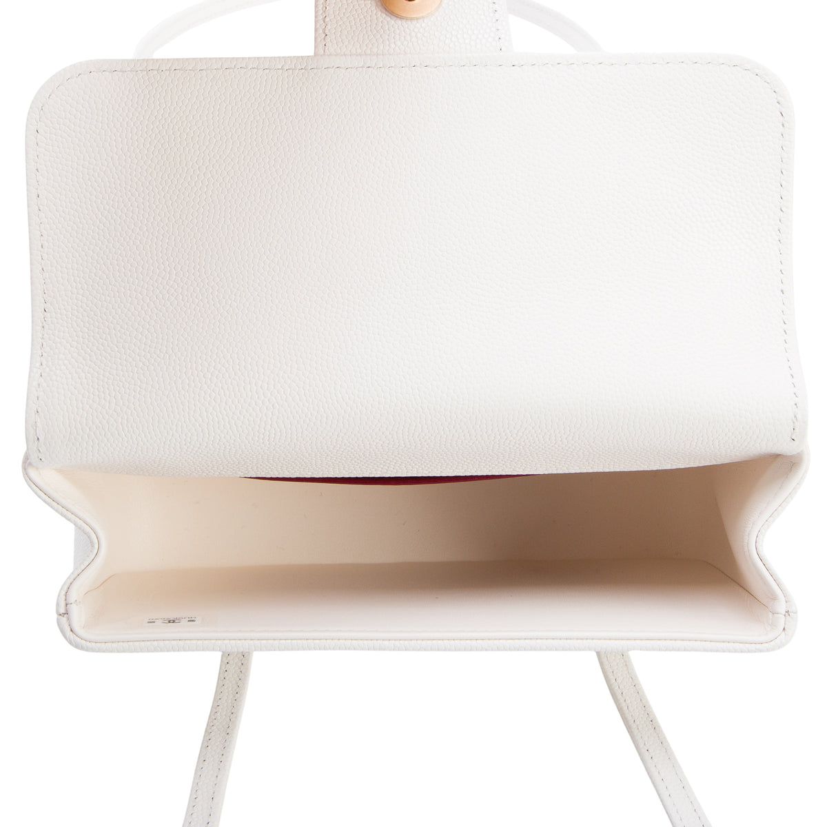 Chanel 2026 White Shiny Caviar Mini Preppy Coco Shoulder Bag w/ Box & Receipt