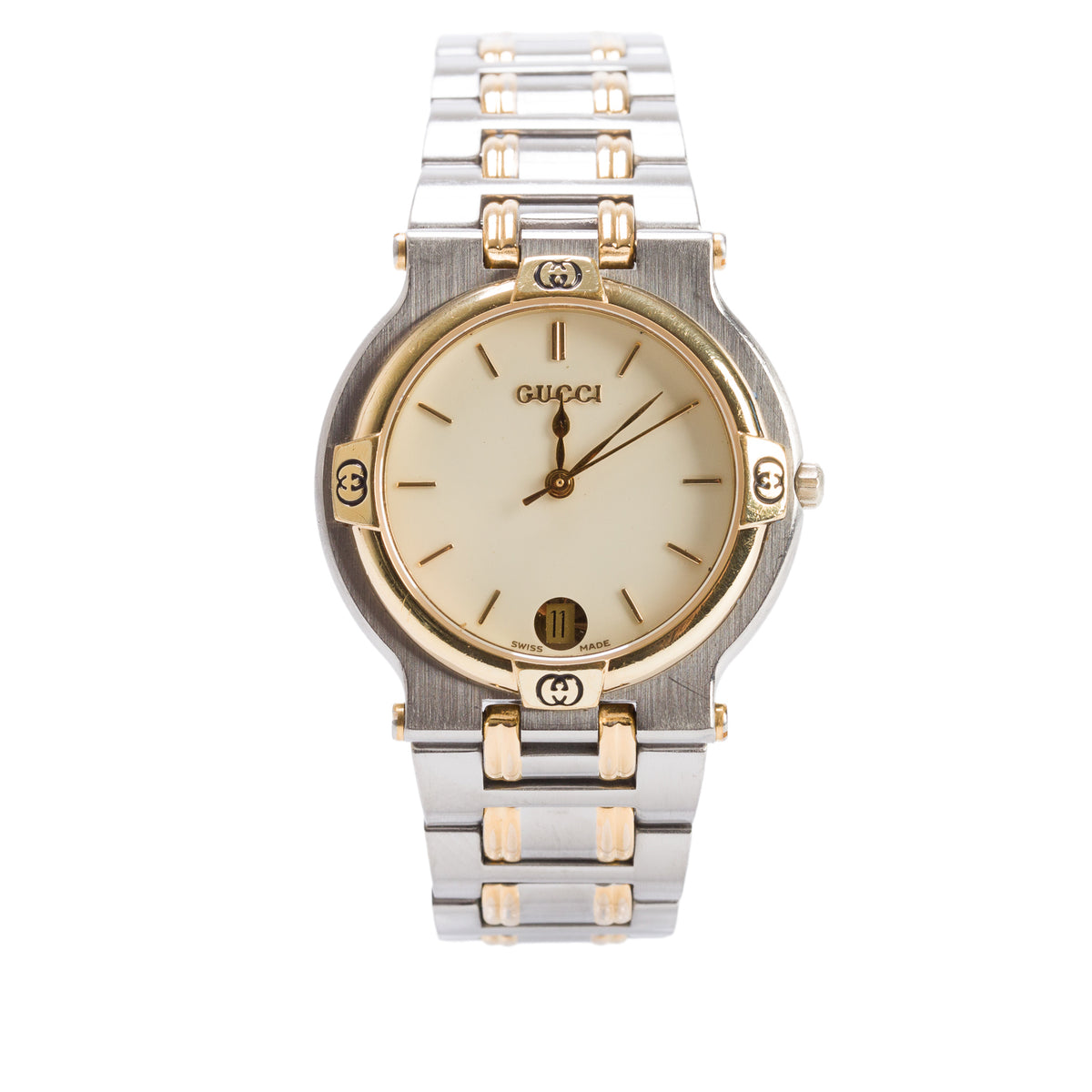 Gucci Vintage Two-Tone Stainless Steel 9000M Series 32 MM Quartz Watch White Dial