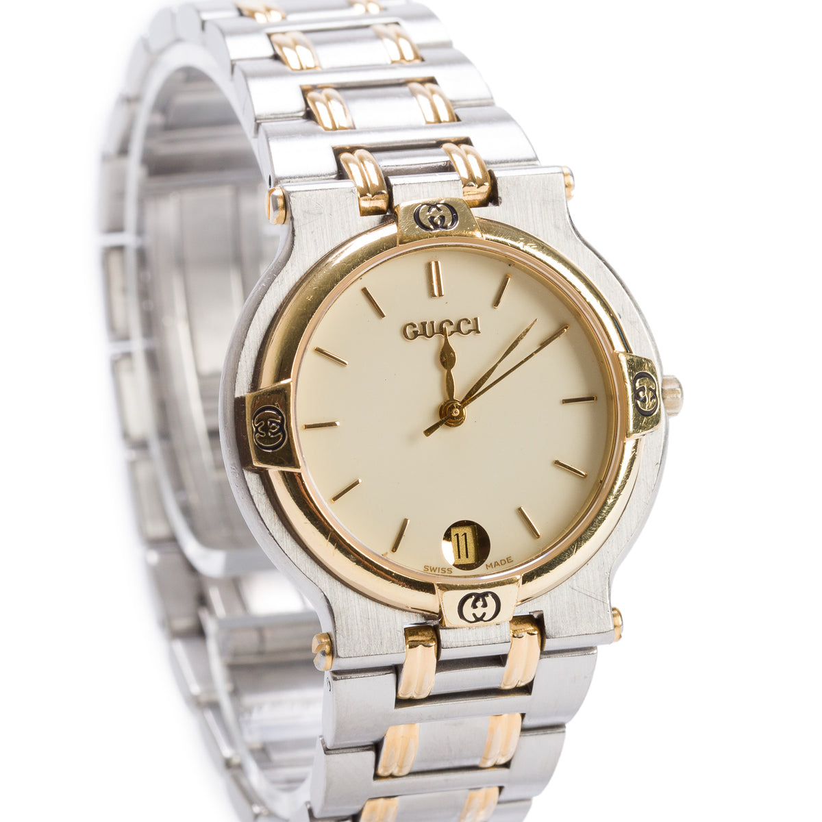 Gucci Vintage Two-Tone Stainless Steel 9000M Series 32 MM Quartz Watch White Dial