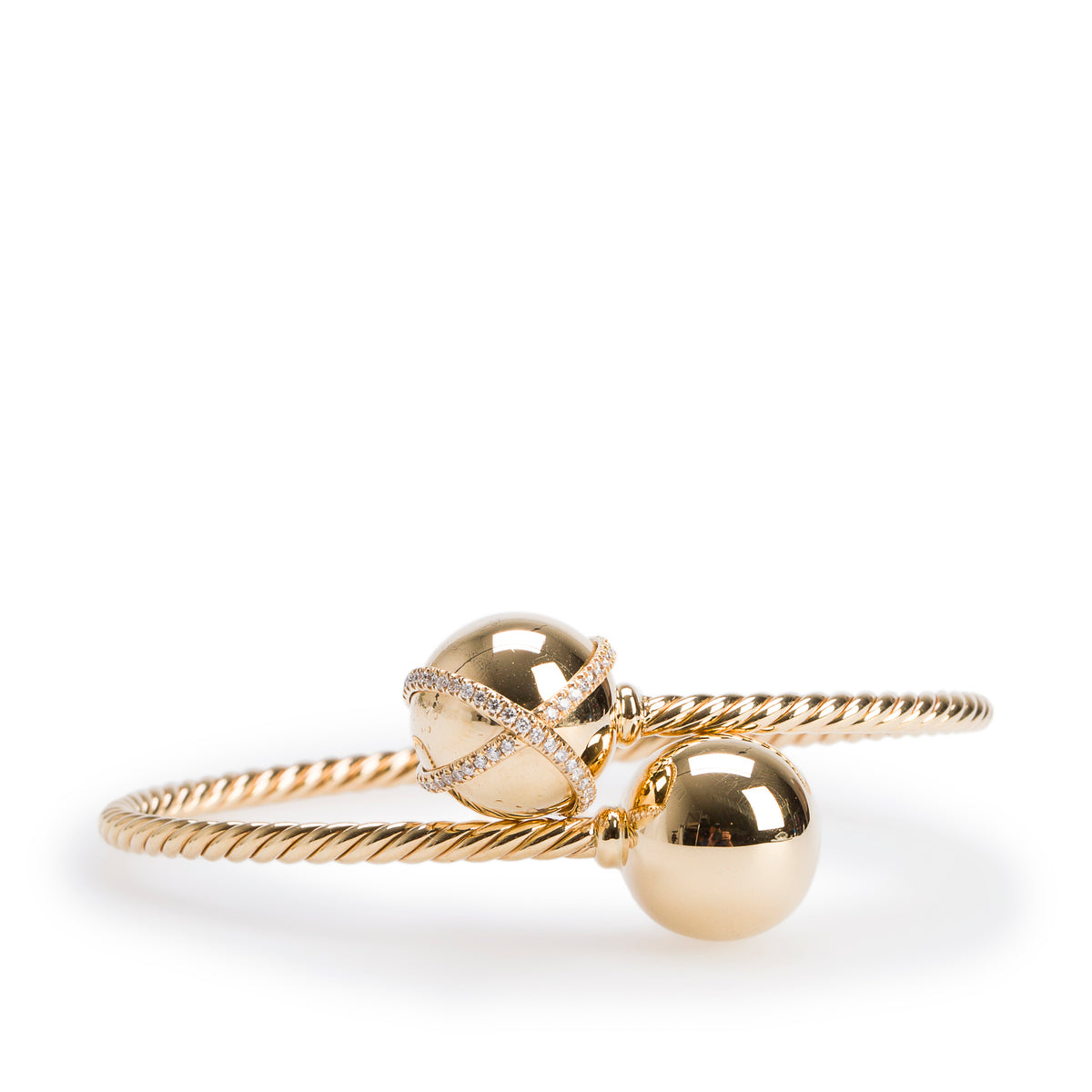 David Yurman 18k Yellow Diamond Solari Bypass Bracelet w/ Box