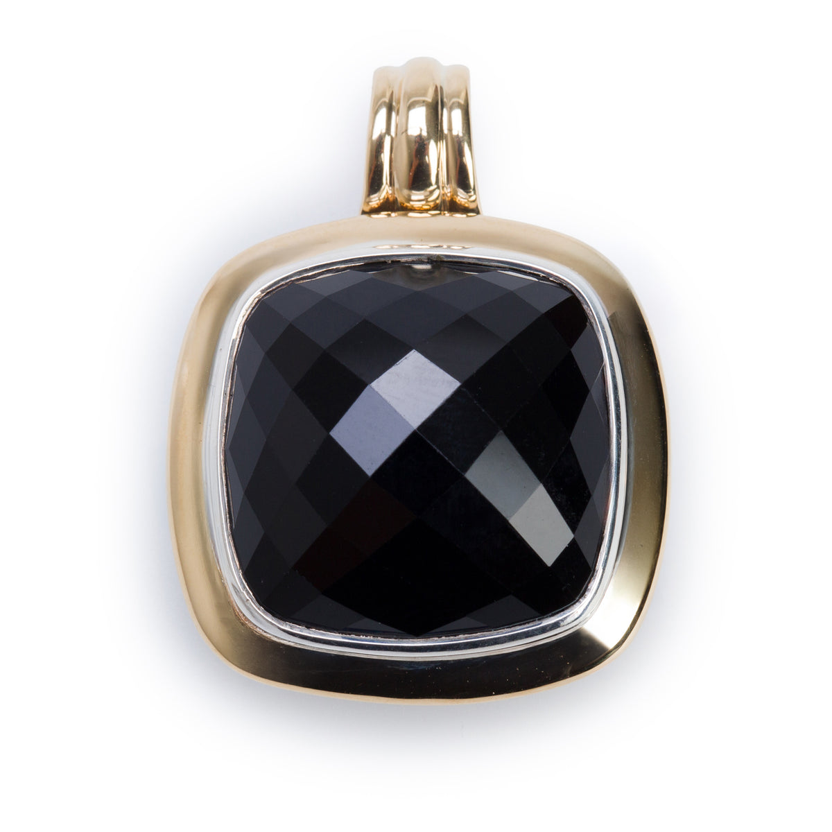 David Yurman Sterling Silver & 18k Yellow Gold 20 MM Onyx Albion Enhancer Pendant