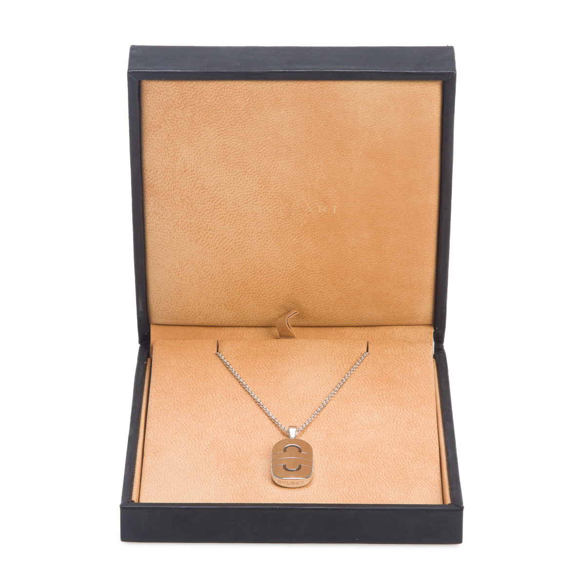 BVLGARI 18k White Gold Parentesi Pendant Necklace w/ Box