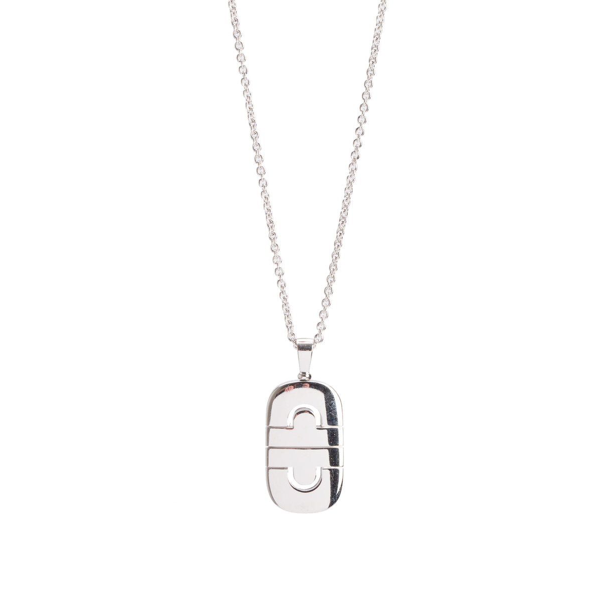 BVLGARI 18k White Gold Parentesi Pendant Necklace w/ Box