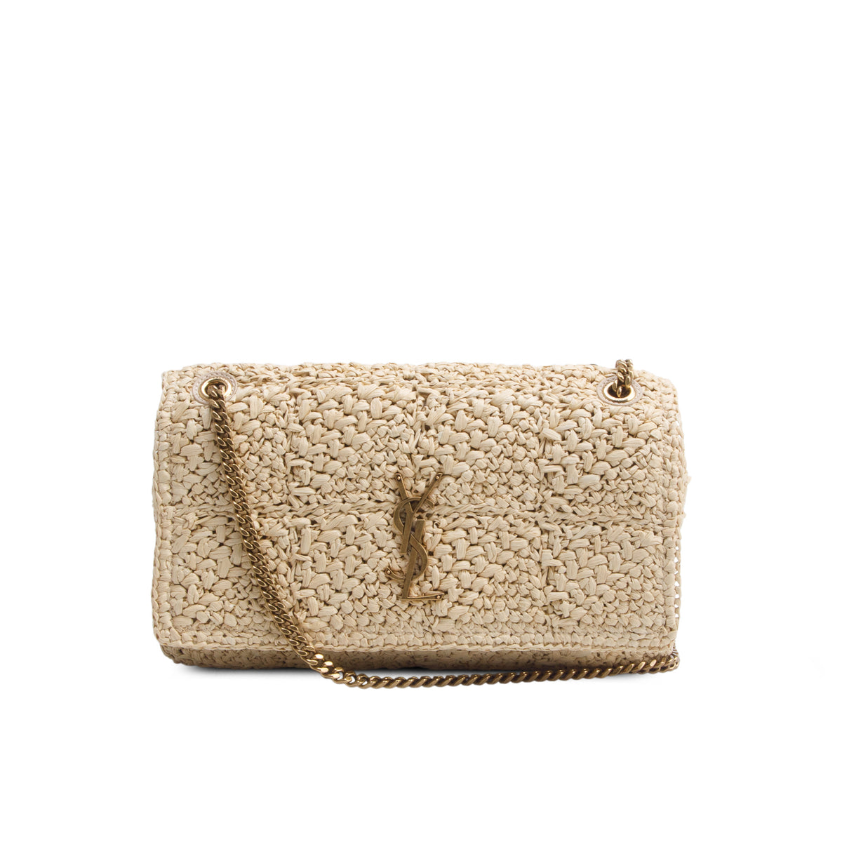 Saint Laurent 2025 Neutral Raffia Medium Jamie Shoulder Bag