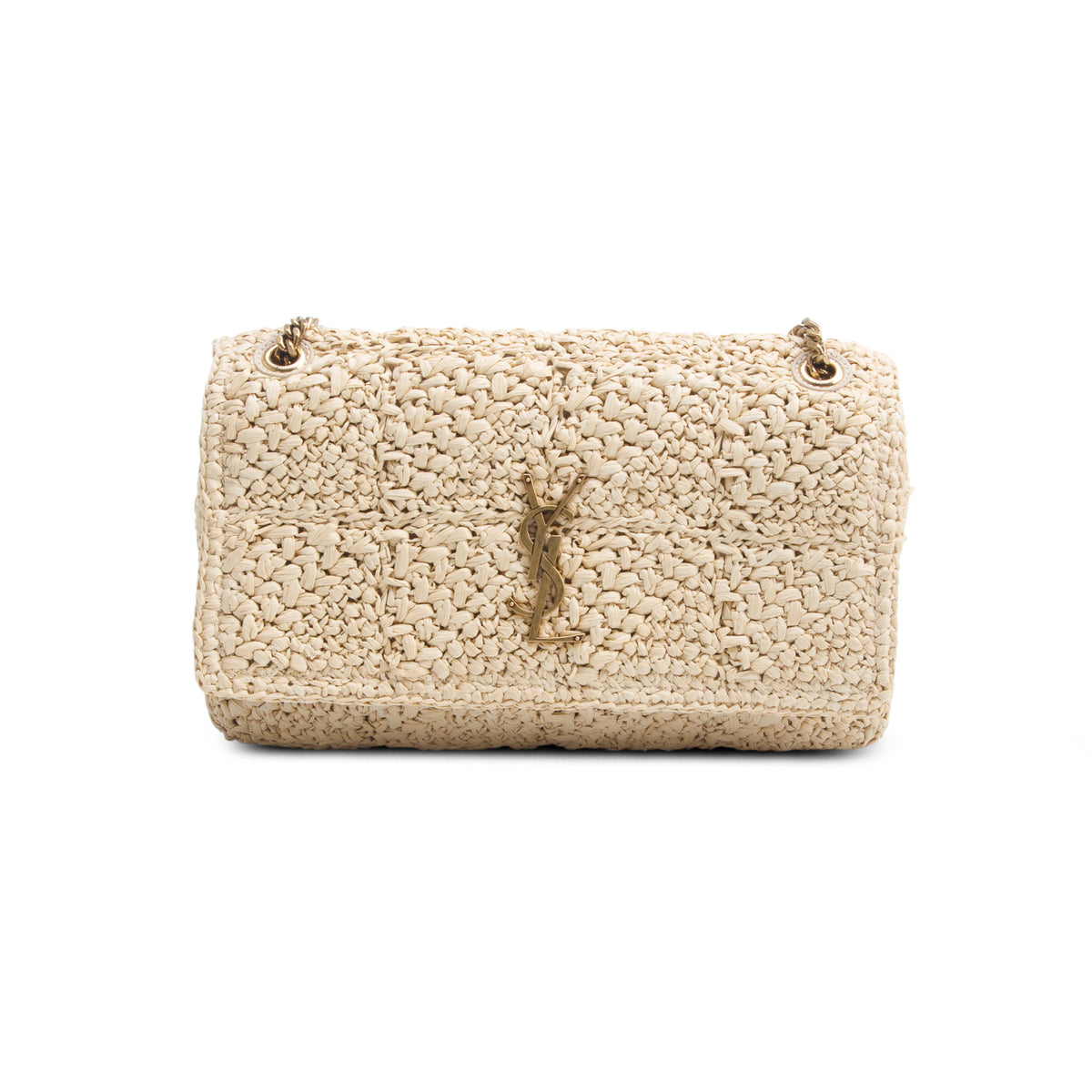 Saint Laurent 2025 Neutral Raffia Medium Jamie Shoulder Bag