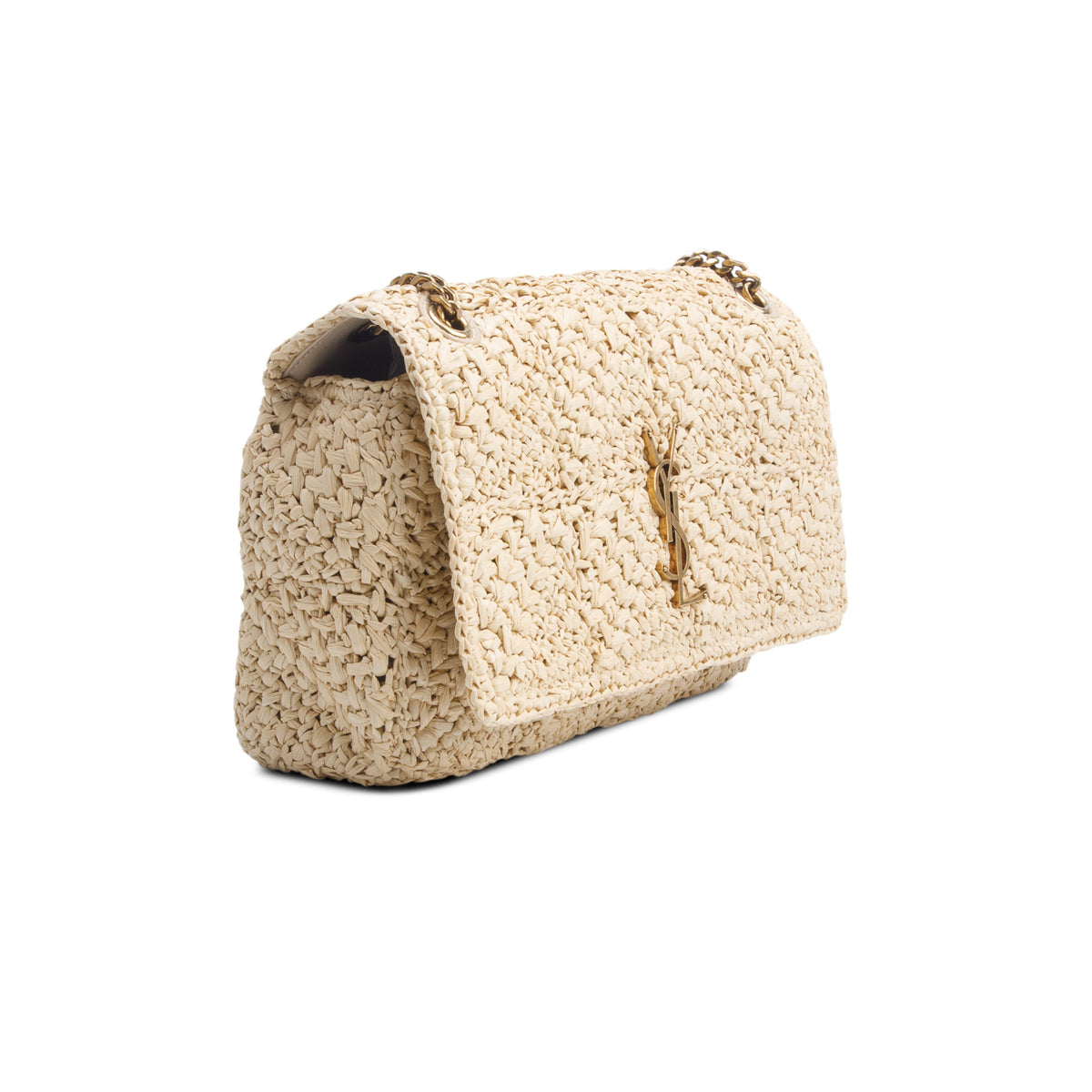 Saint Laurent 2025 Neutral Raffia Medium Jamie Shoulder Bag