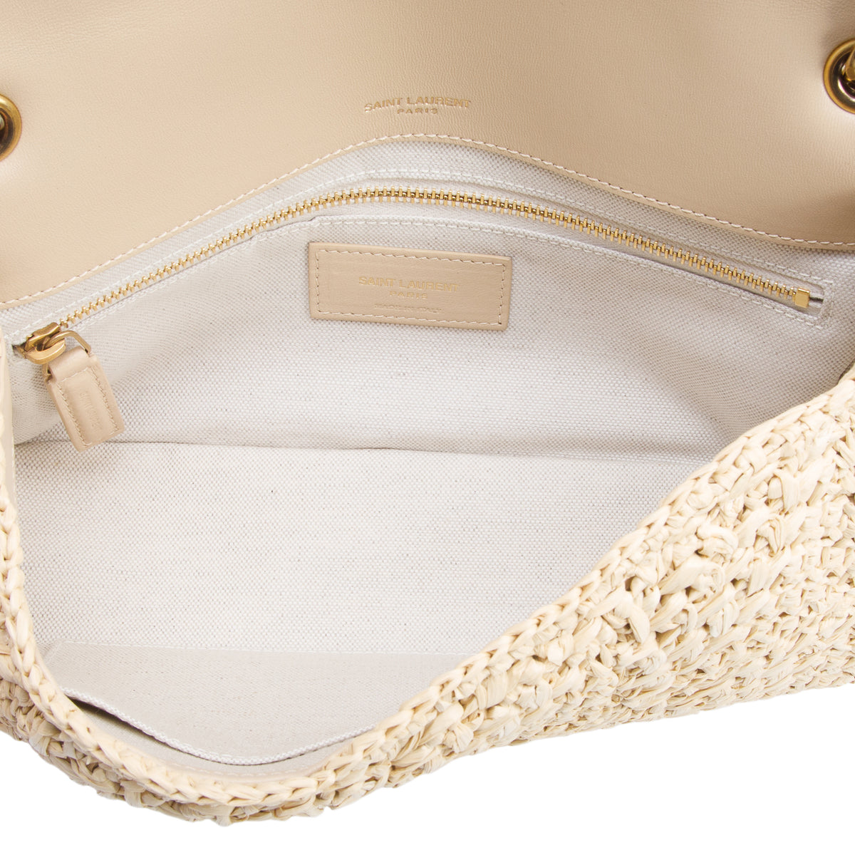 Saint Laurent 2025 Neutral Raffia Medium Jamie Shoulder Bag