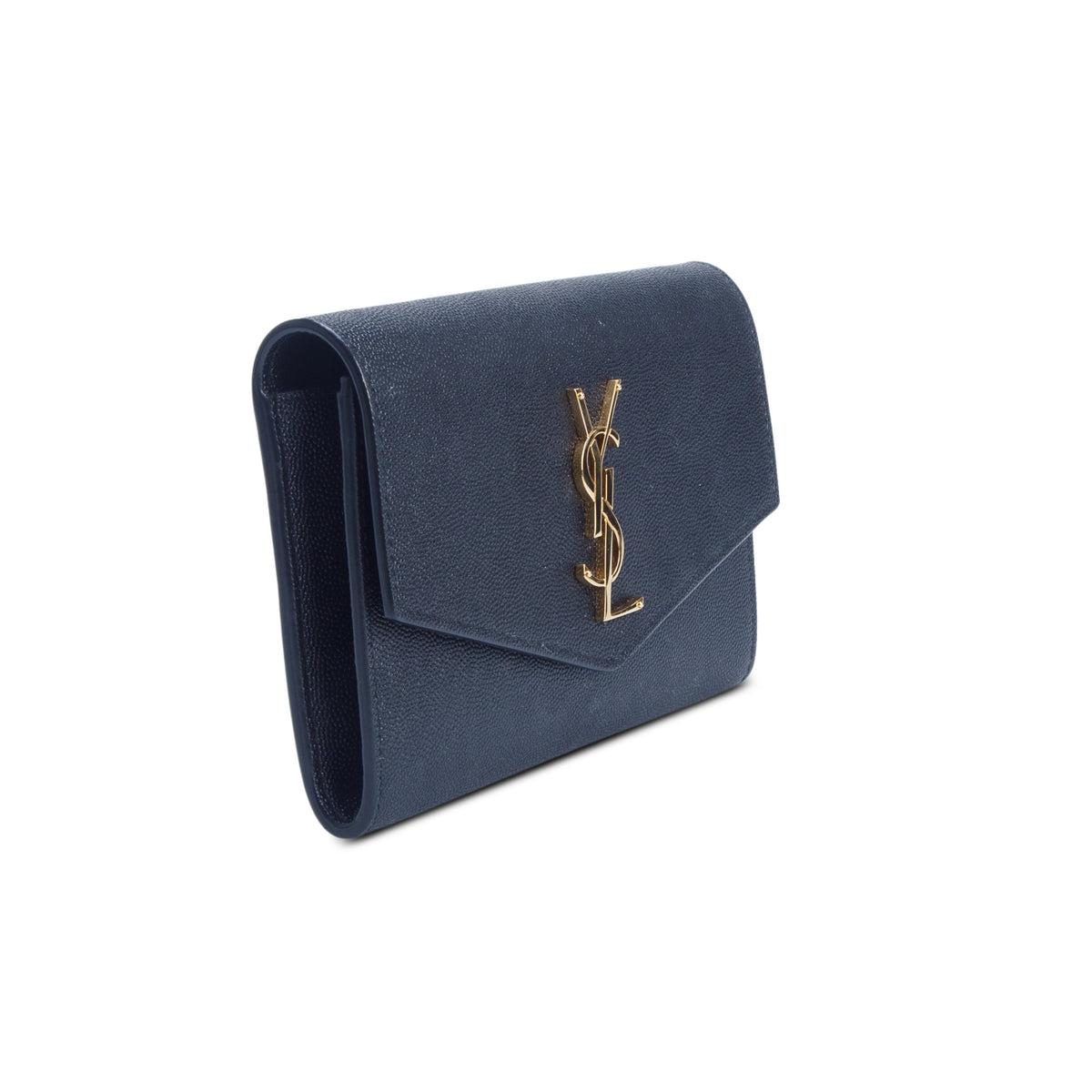 Saint Laurent 2021 Black Grain De Poudre Monogram Uptown Chain Wallet w/ Box