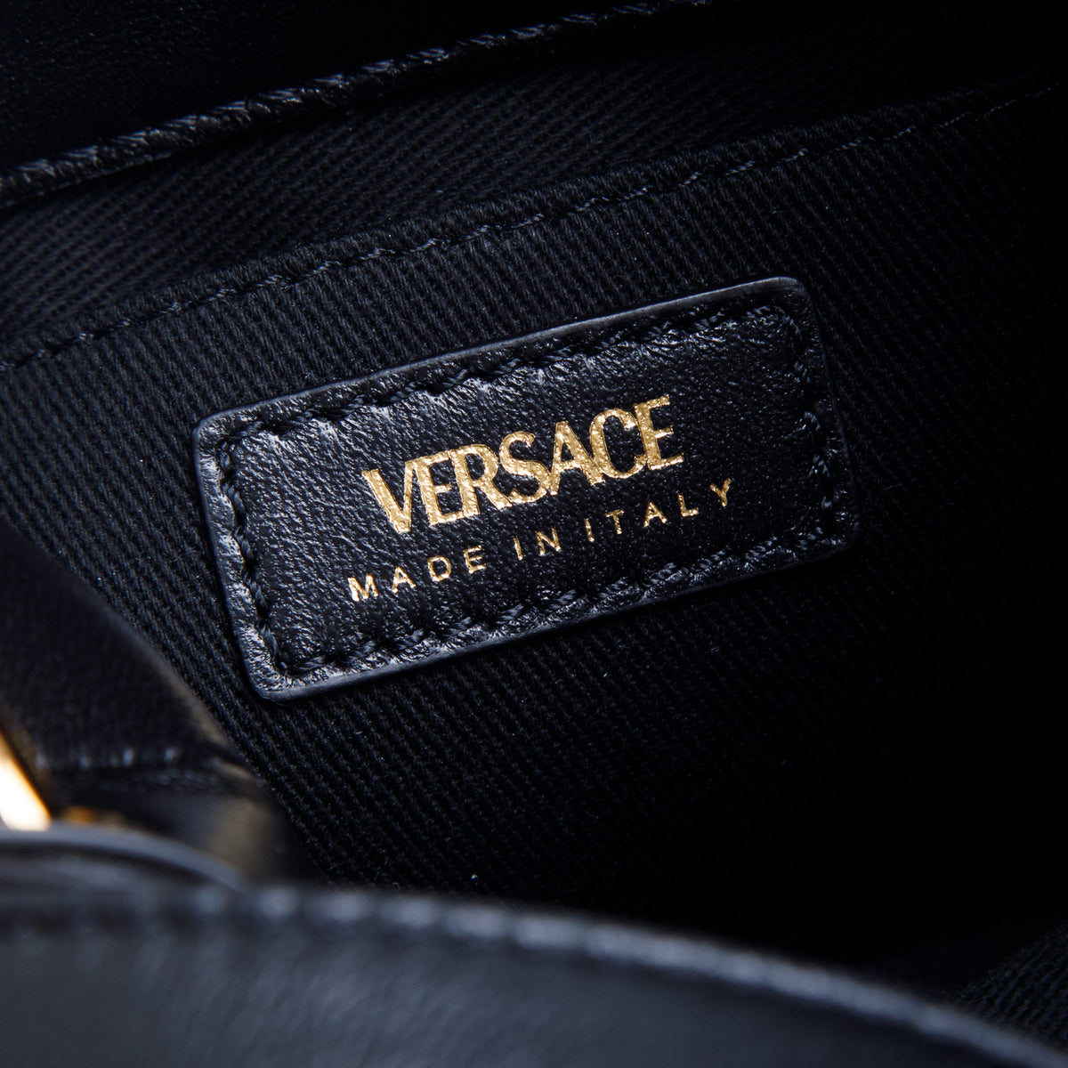 Versace Black Satin Crystal Embellished La Medusa Mini Hobo Bag