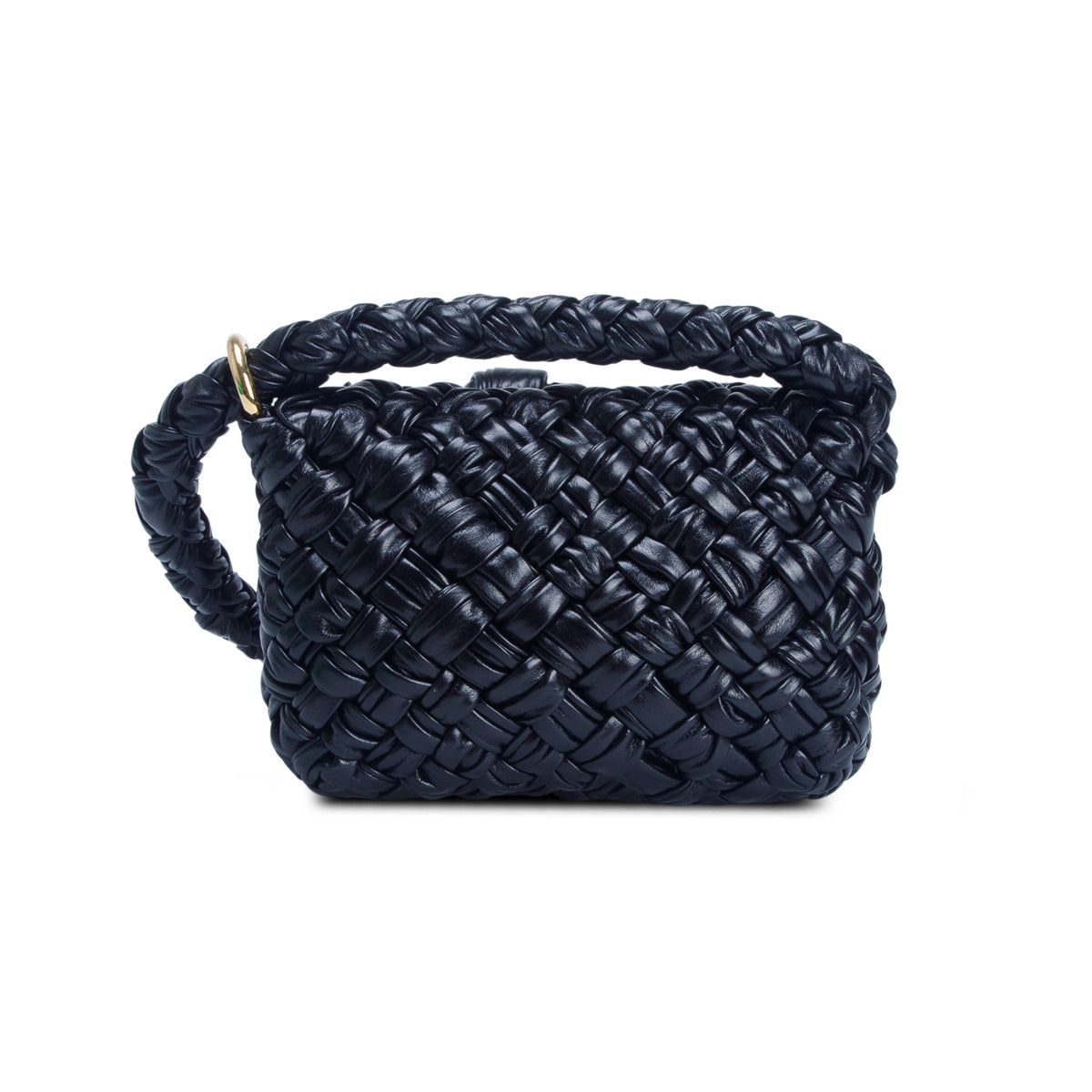 Bottega Veneta Black Calfskin Foulard Intreccio Kalimero Città Shoulder Bag w/ Box