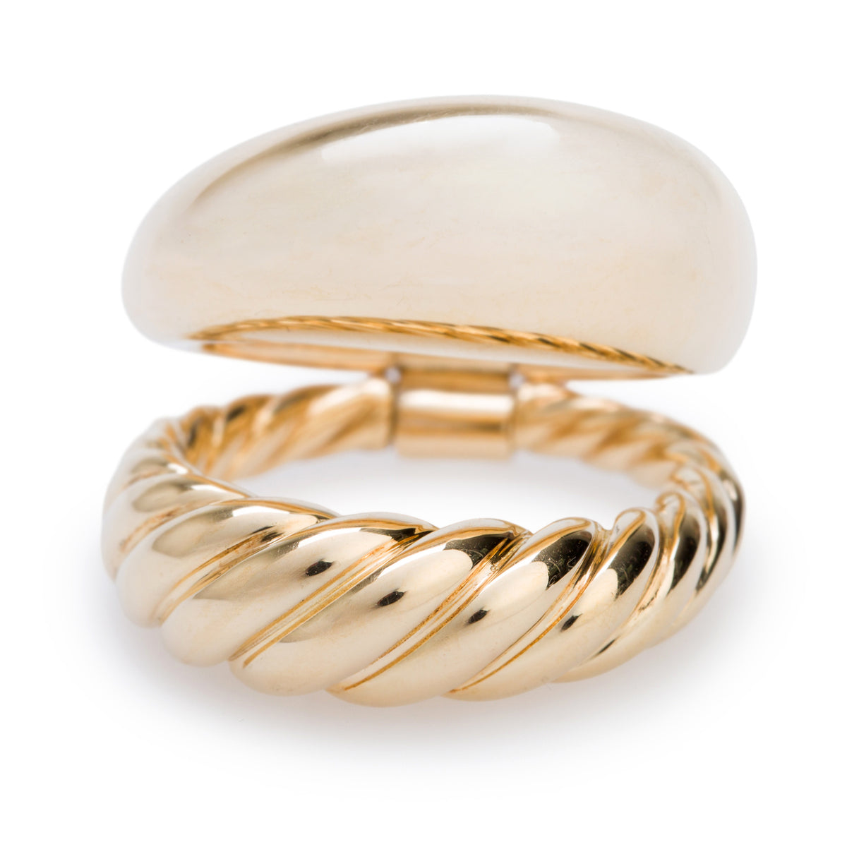 David Yurman 18k Yellow Gold Pure Form Two Row Stacking Ring, Size 6.25 w/ Box & Receipt