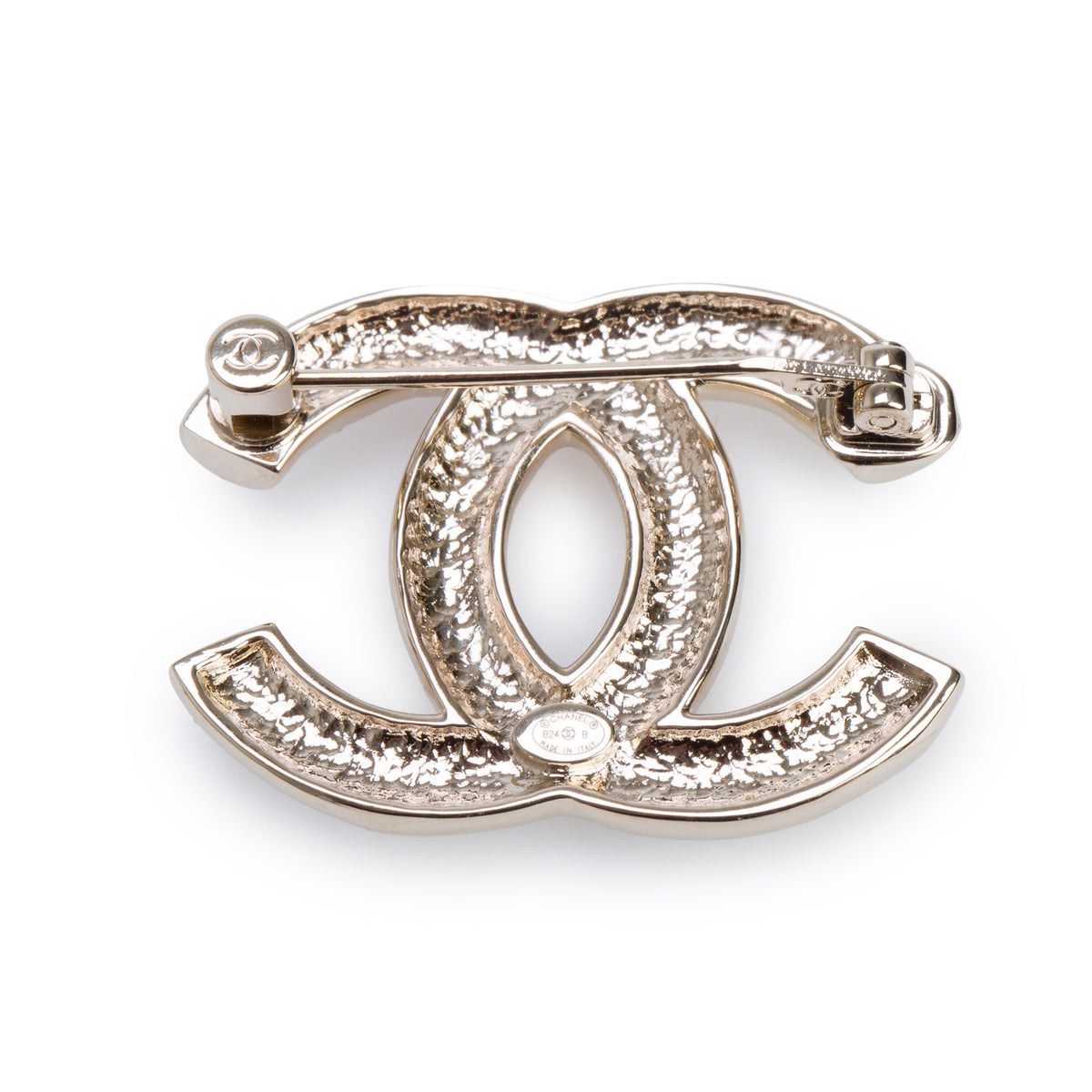 Chanel 2024 Gold Plated Strass CC Pin Brooch w/ Box