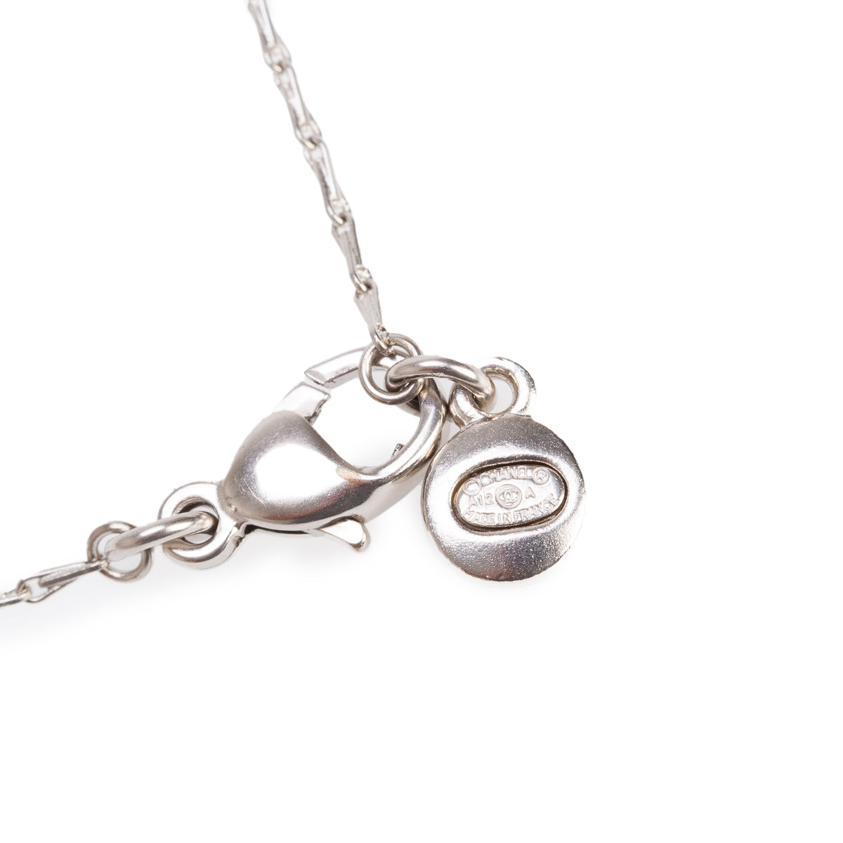 Chanel Ruthenium Strass & Faux Pearl Bead CC Pendant Necklace