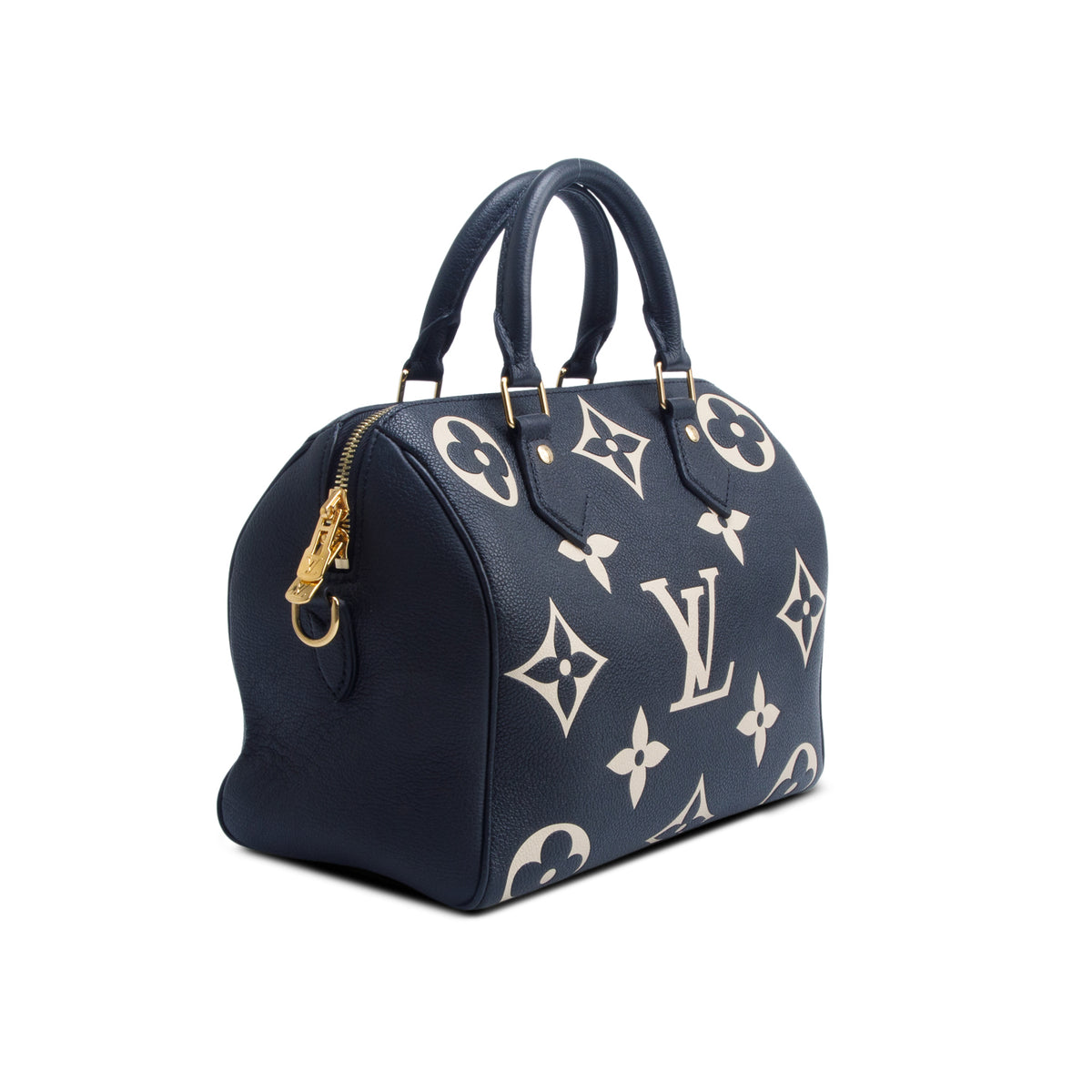 Louis Vuitton Black Empreinte Monogram Giant Speedy Bandouliere 25 w/ Strap