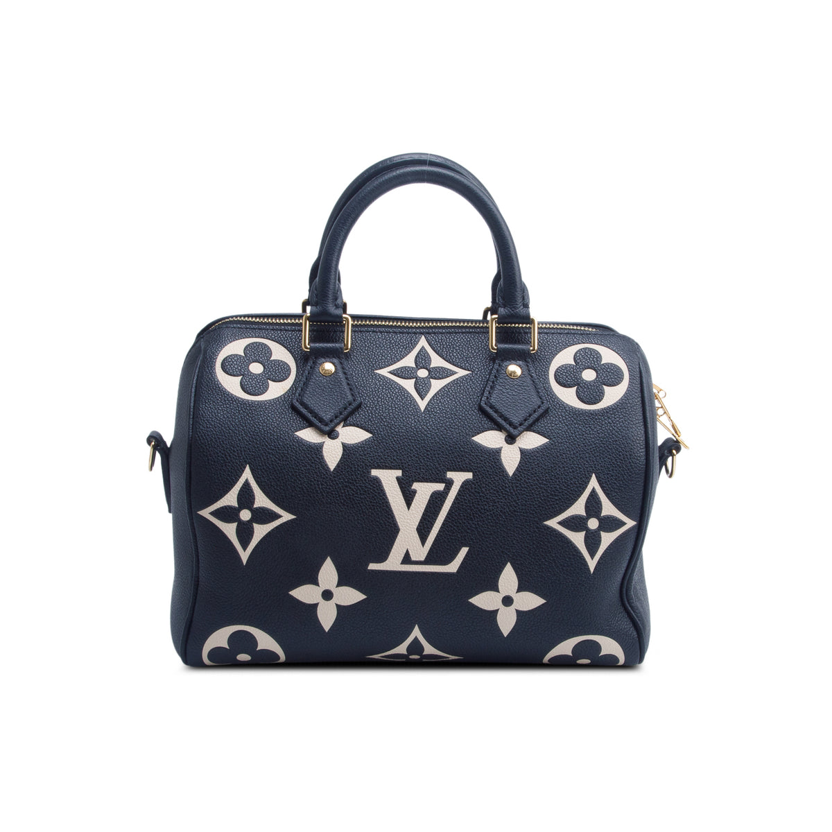 Louis Vuitton Black Empreinte Monogram Giant Speedy Bandouliere 25 w/ Strap