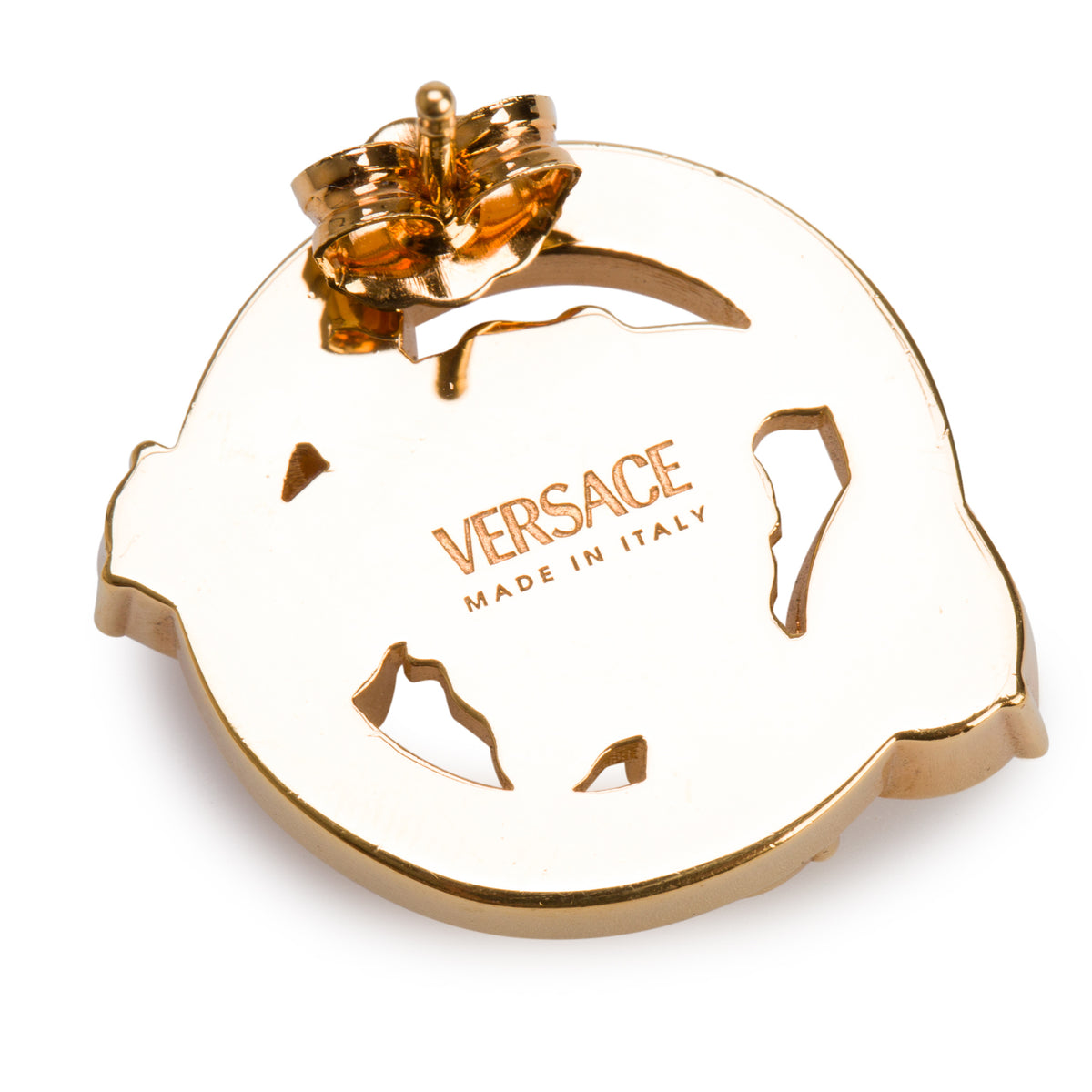 Versace Gold-Plated Crystal Embellished Medusa '95 Stud Earrings w/ Box