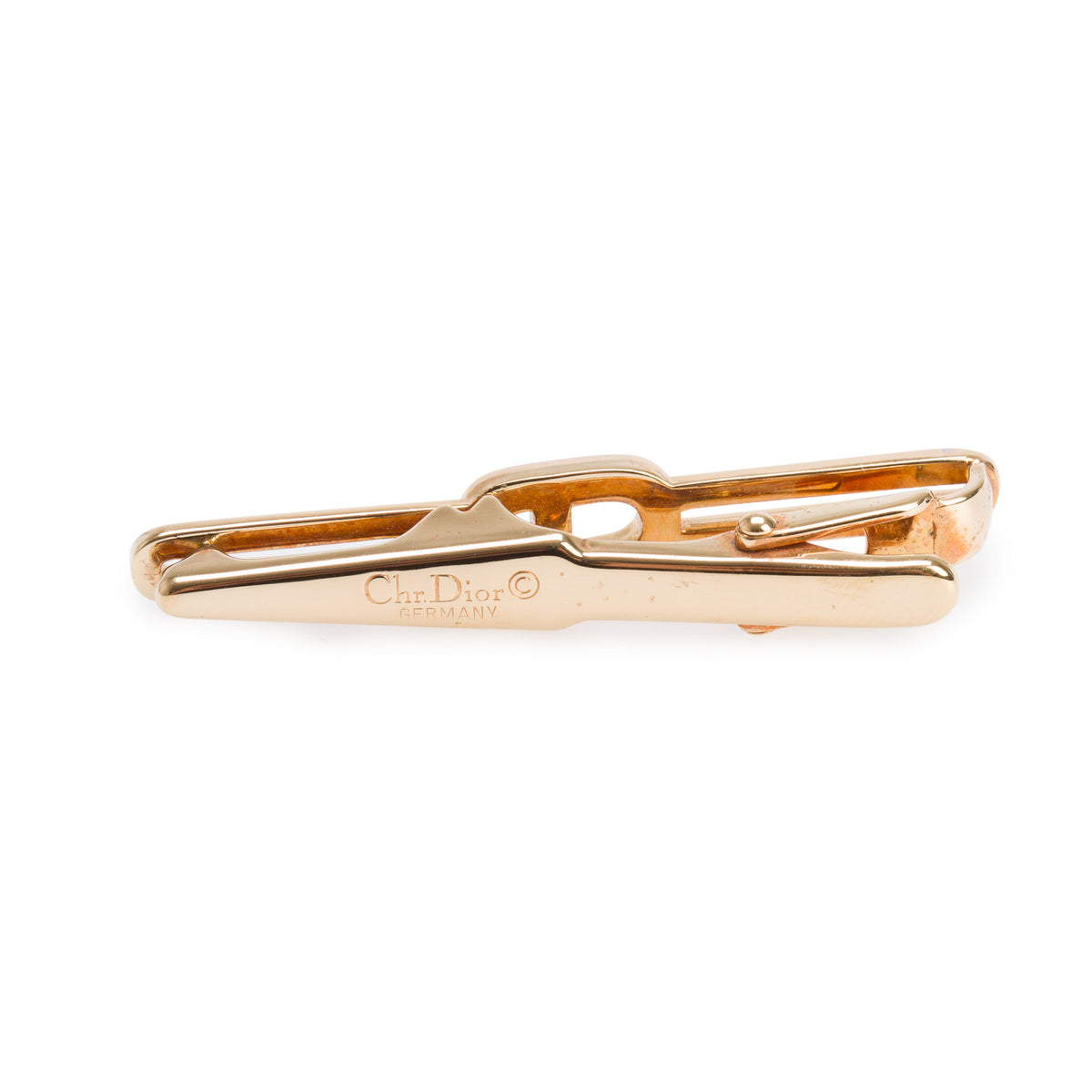 Christian Dior Gold-Plated Crystal CD Logo Tie Clip