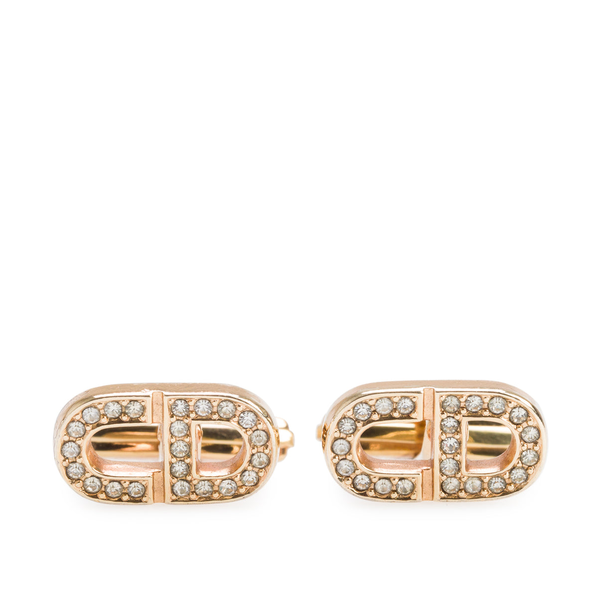 Christian Dior Gold-Plated Crystal CD Logo Cufflinks
