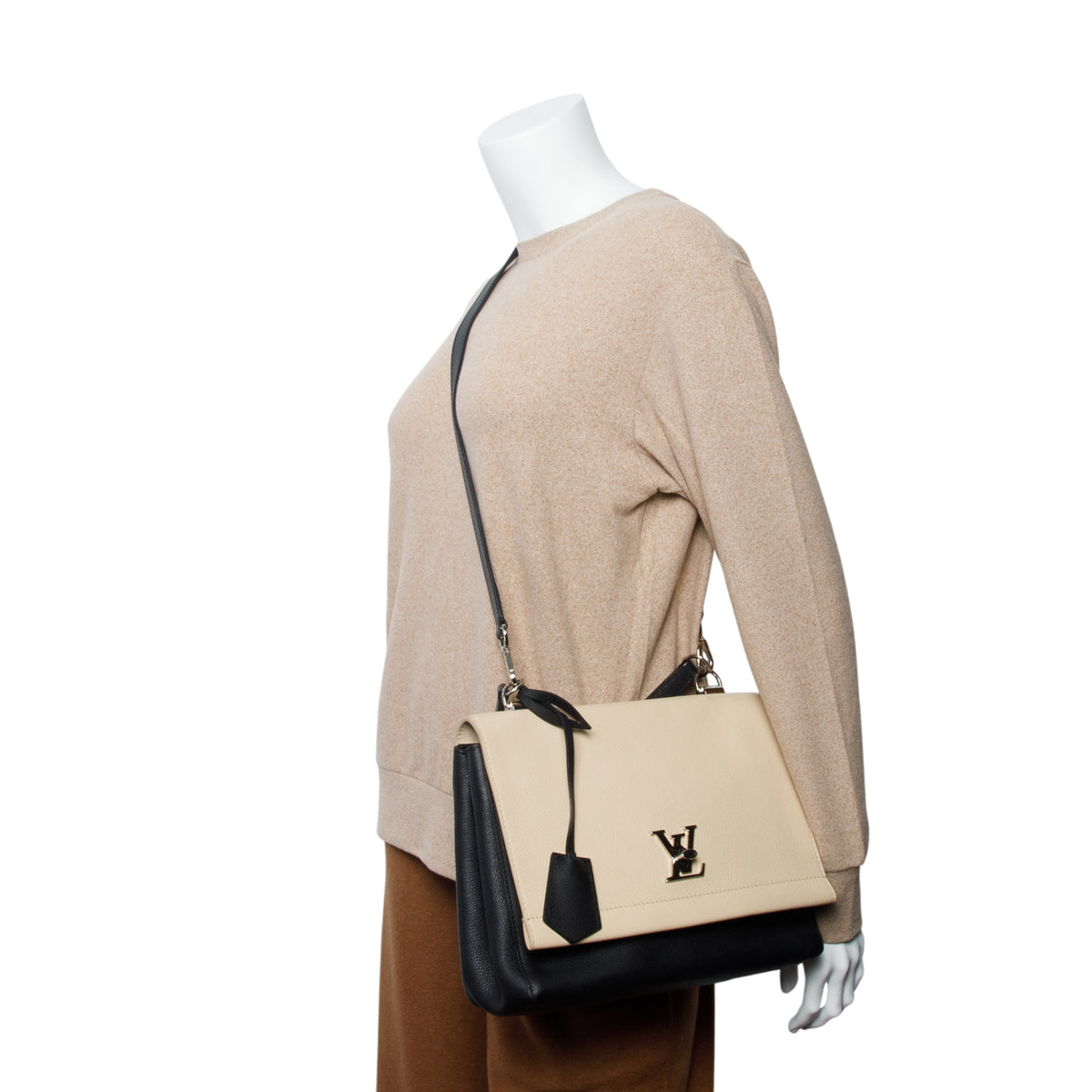 Louis Vuitton Beige/Black Calfskin My Lockme II Top Handle w/ Strap