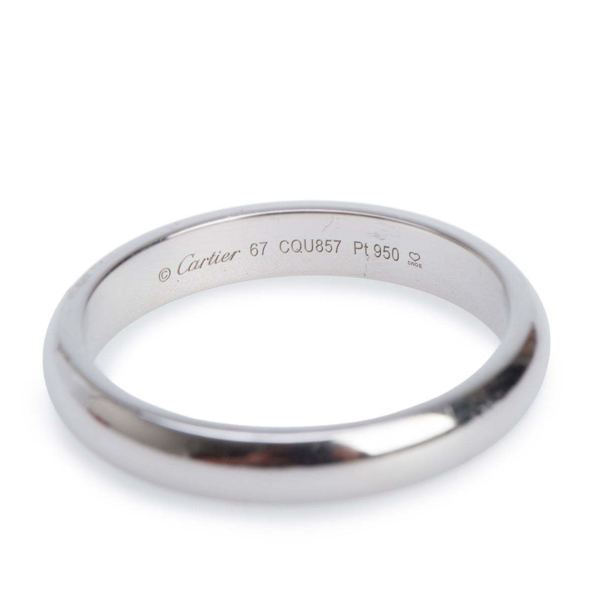 Cartier Platinum 1895 4 MM Wedding Band Ring, Size 67 11.75 w/ Box, Receipt & Certificate